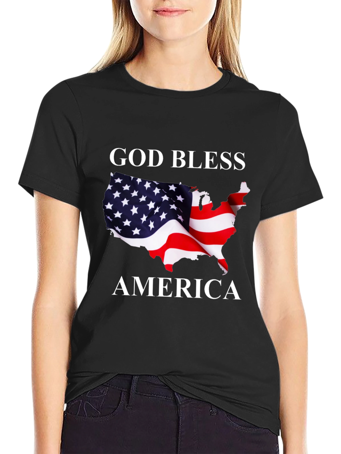 God Bless America Patriotic Graphic T-Shirt