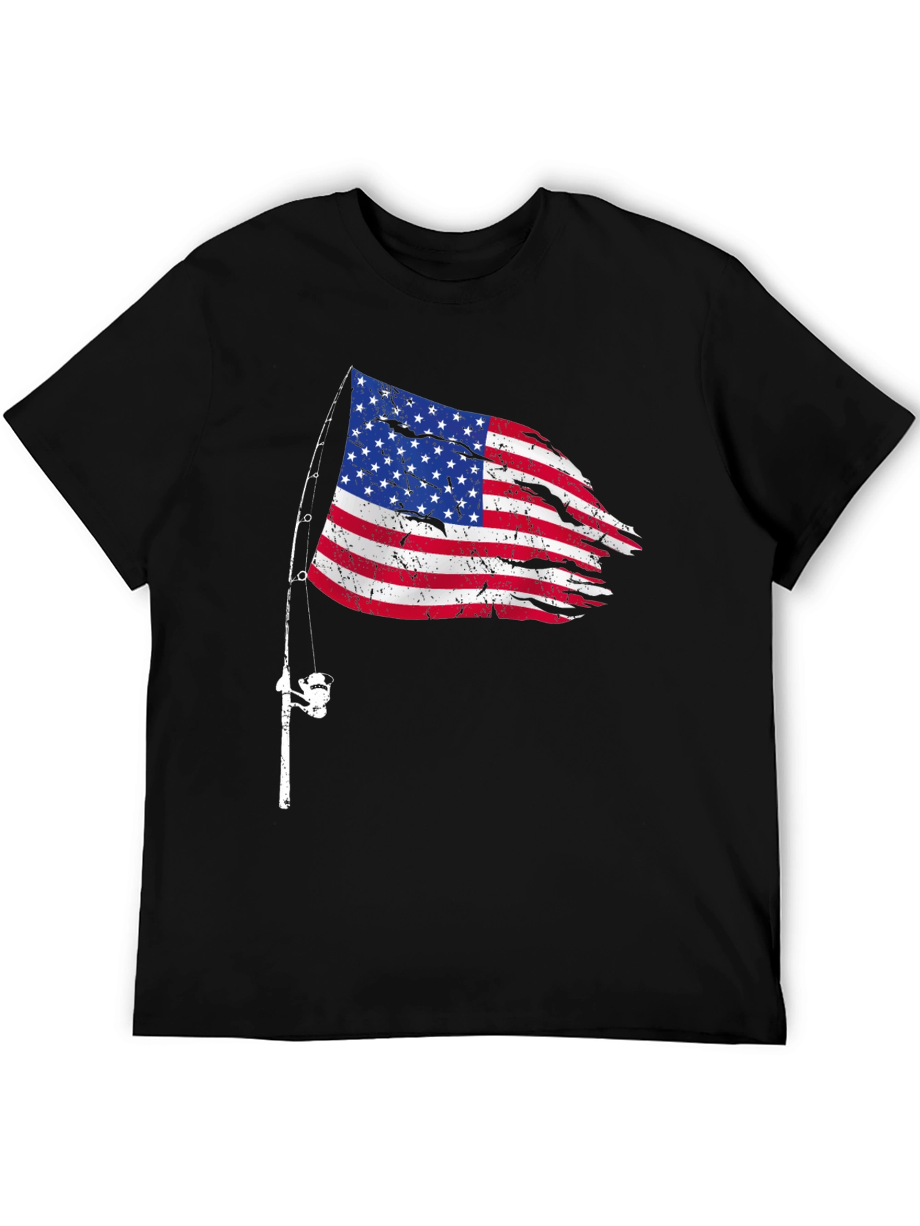 American Flag Fishing Rod T-Shirt