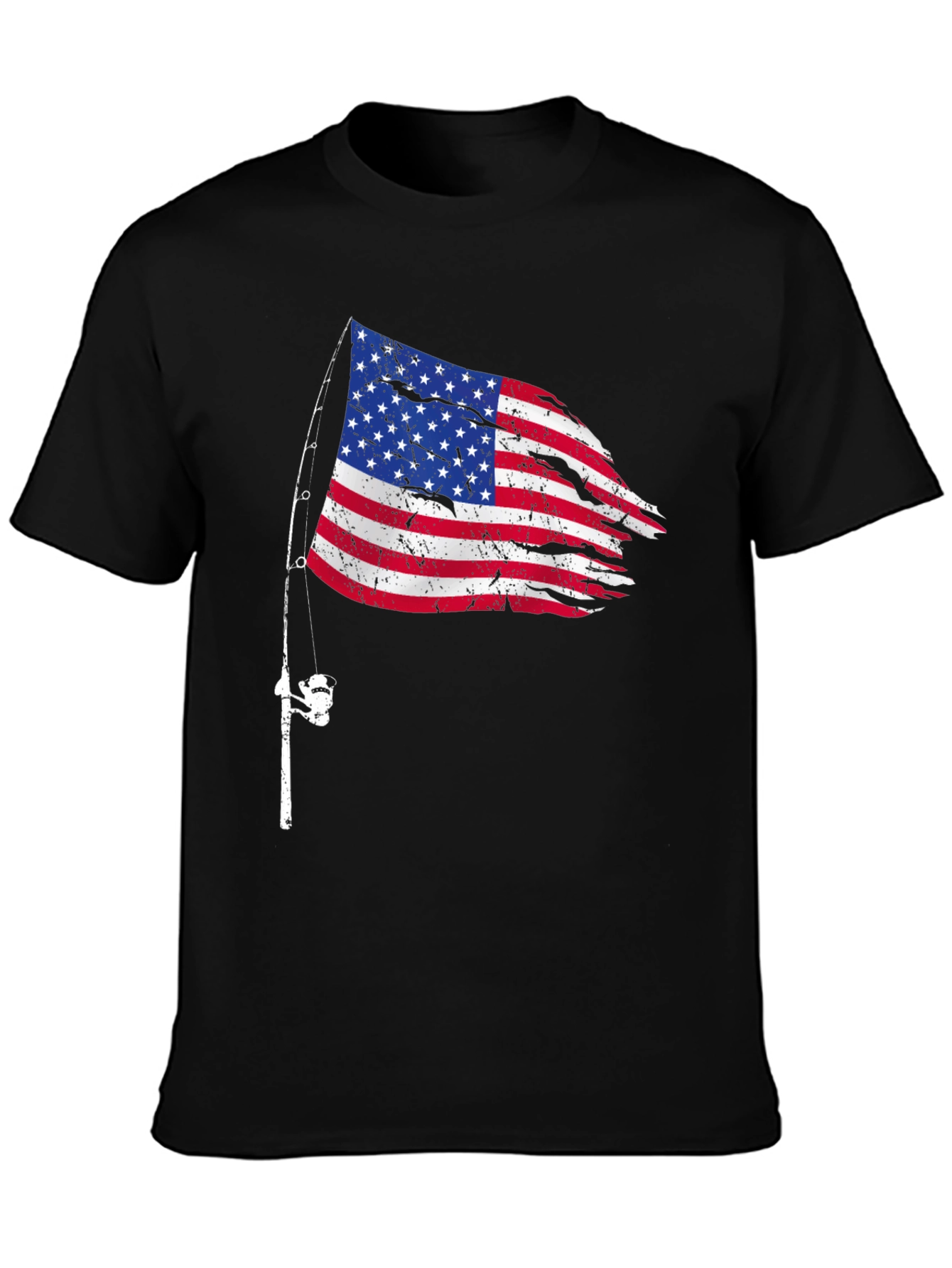 American Flag Fishing Rod T-Shirt