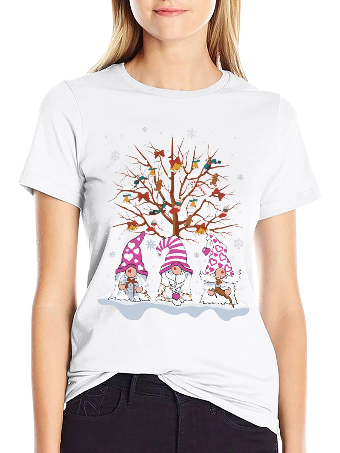 Festive Gnome Tree Graphic Tee - Holiday Style