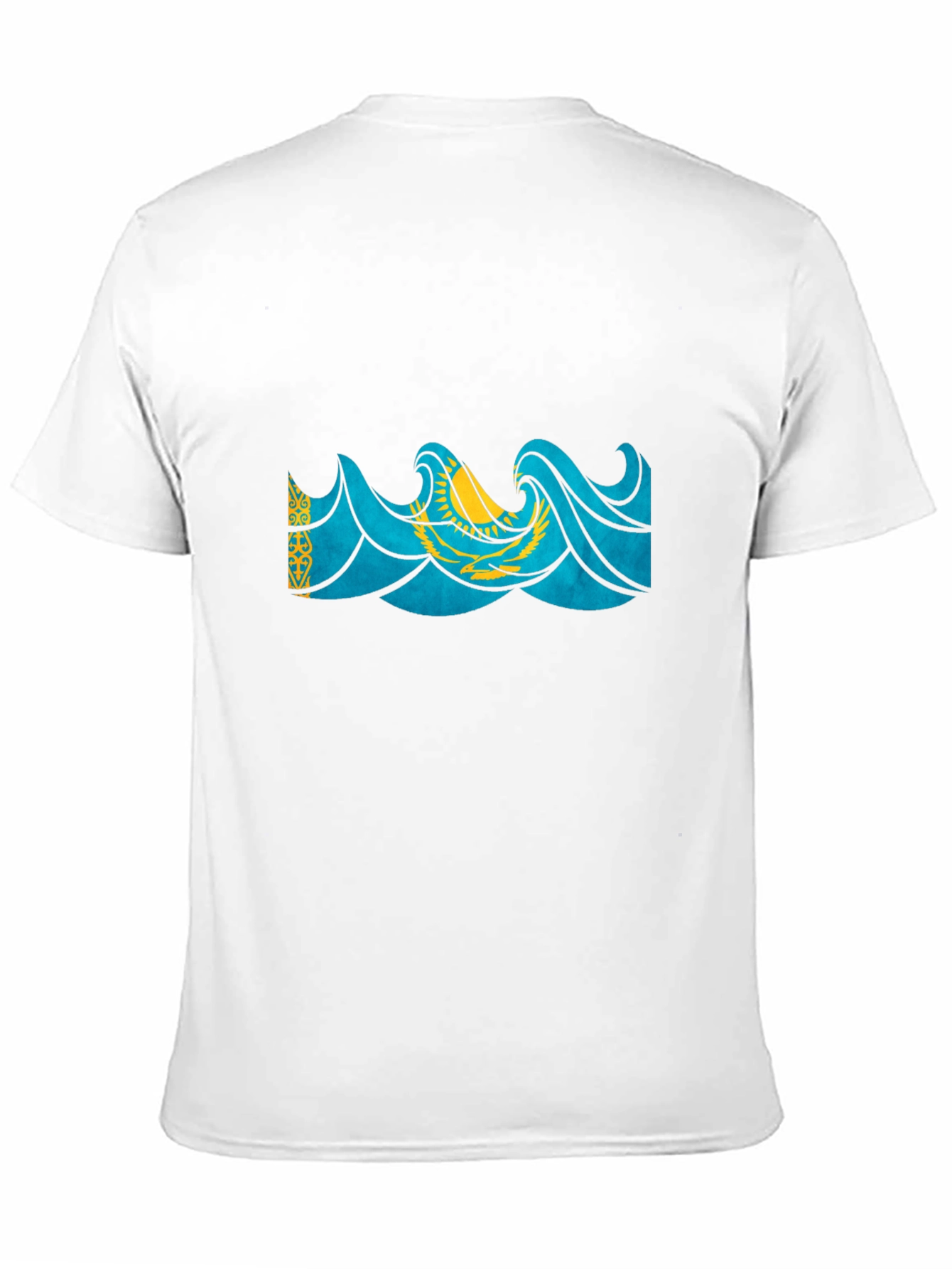 Kazakhstan Flag Wave Graphic Black T-Shirt