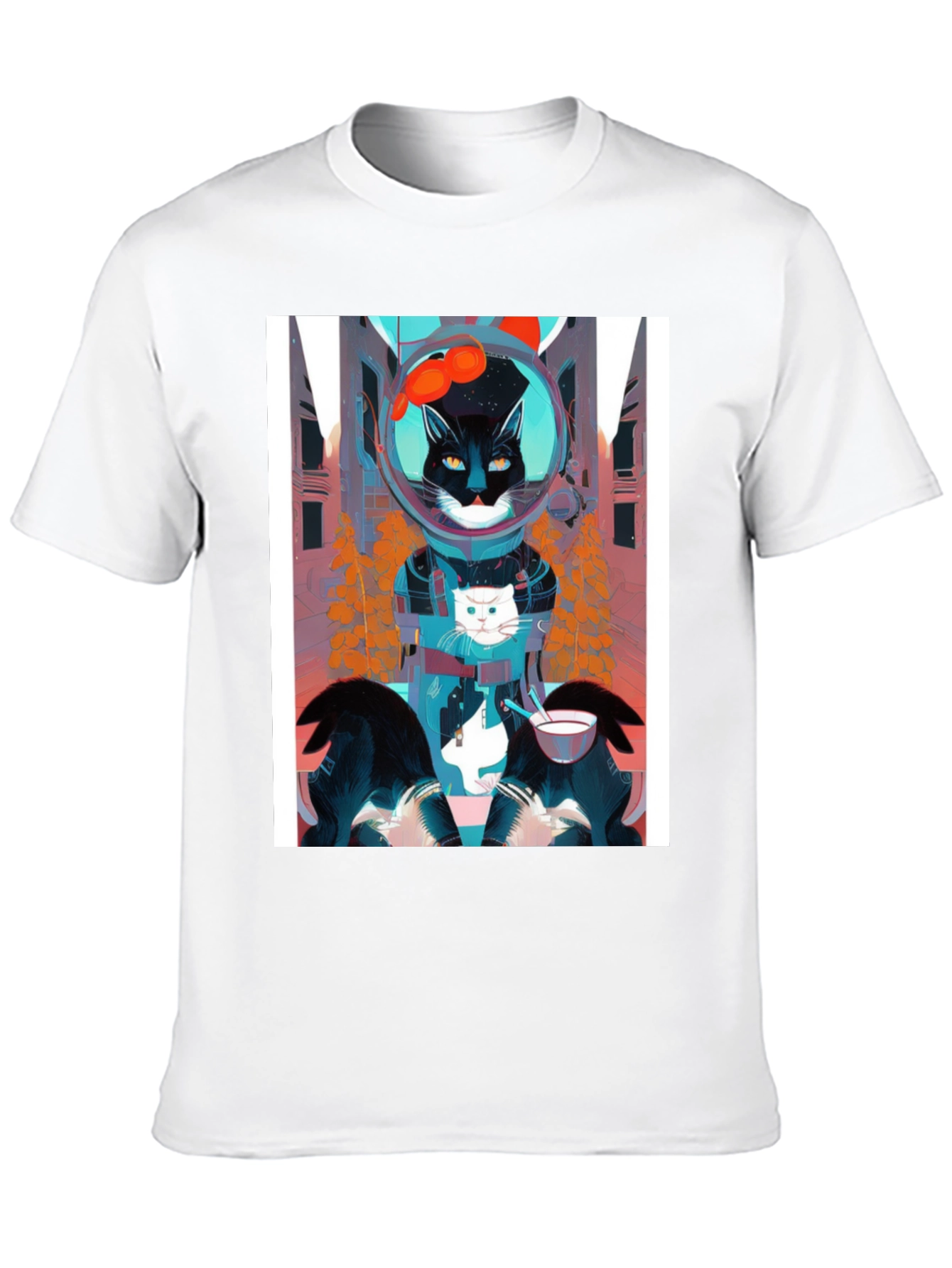 Cool Cat Astronaut Graphic Tee - Black