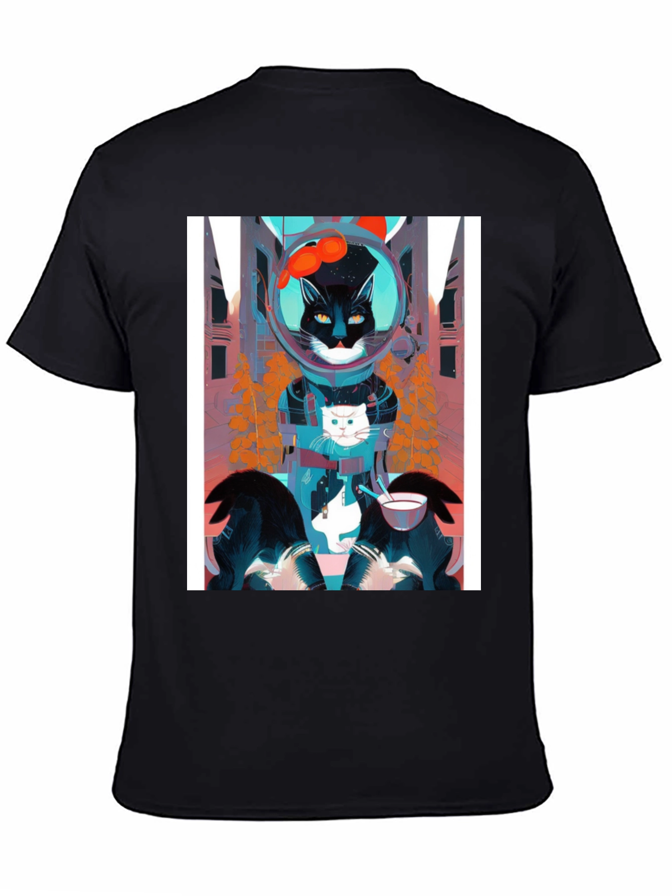 Cool Cat Astronaut Graphic Tee - Black
