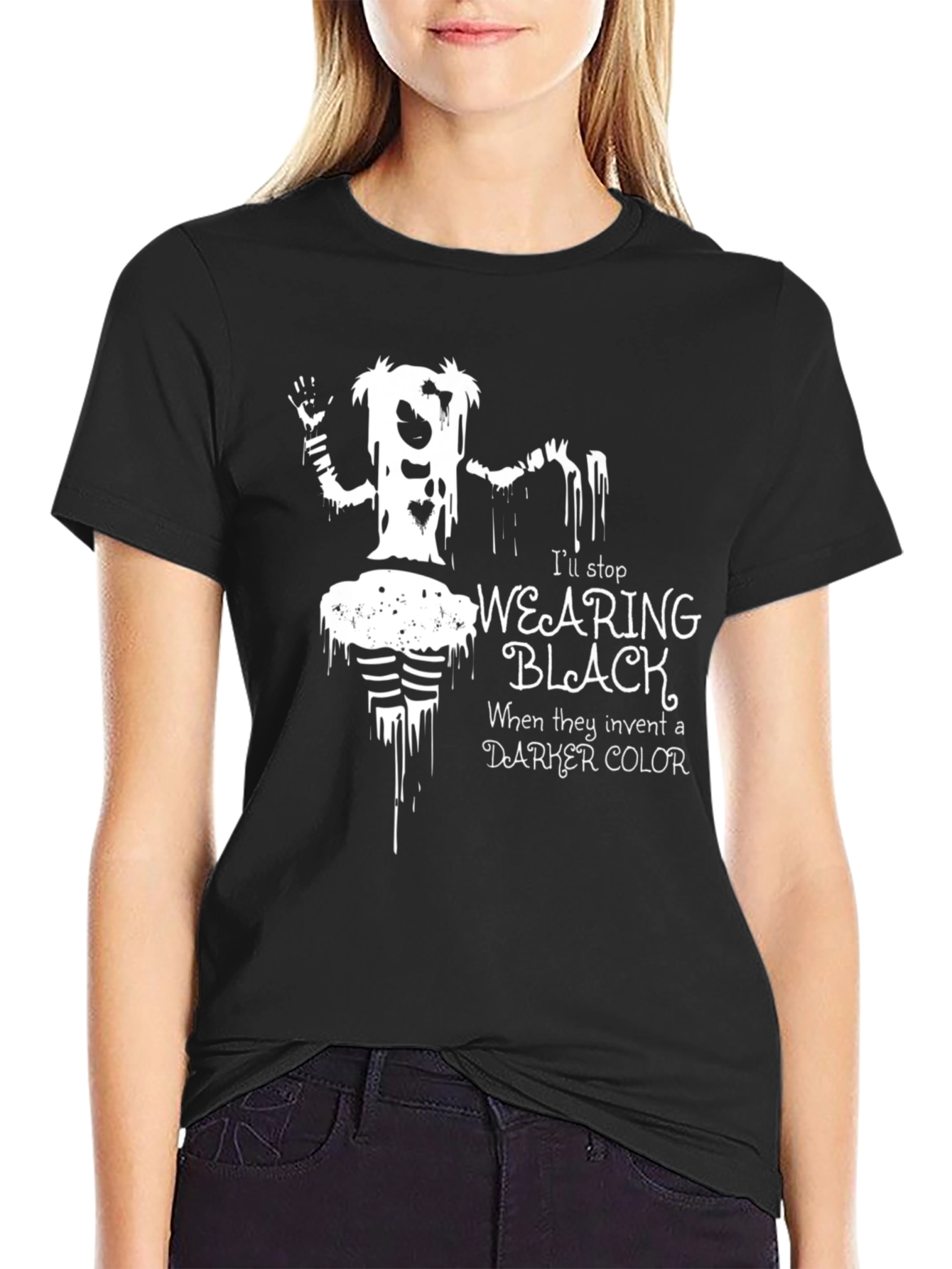 Gothic Wearing Black Graphic T-Shirt