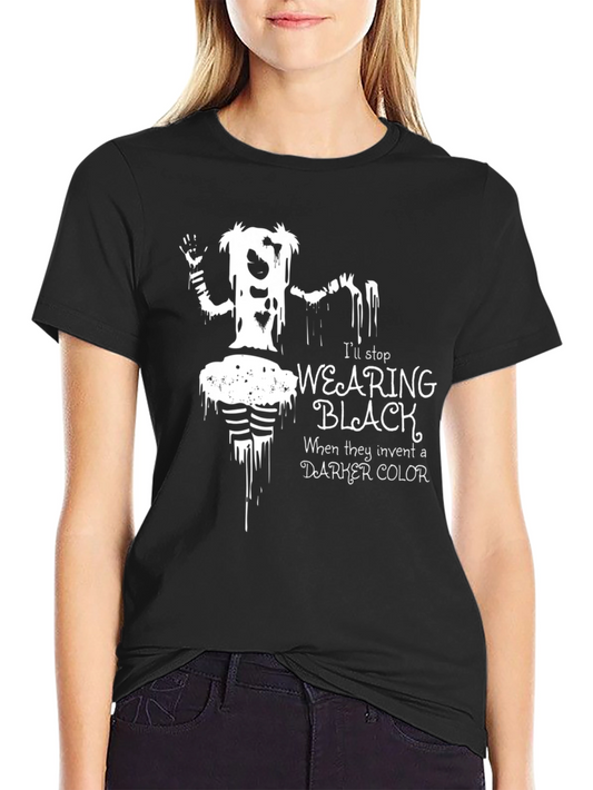 Gothic Wearing Black Graphic T-Shirt