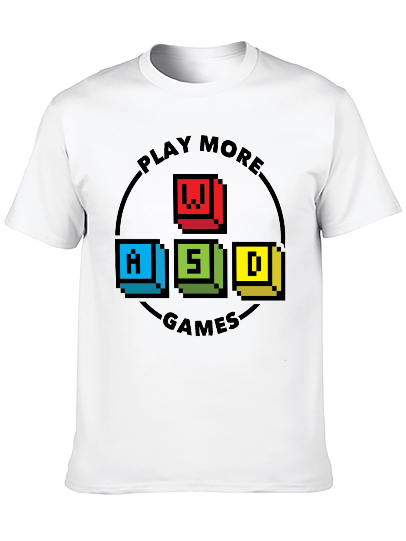 Pixelated WASD Gaming T-Shirt - Play More Games