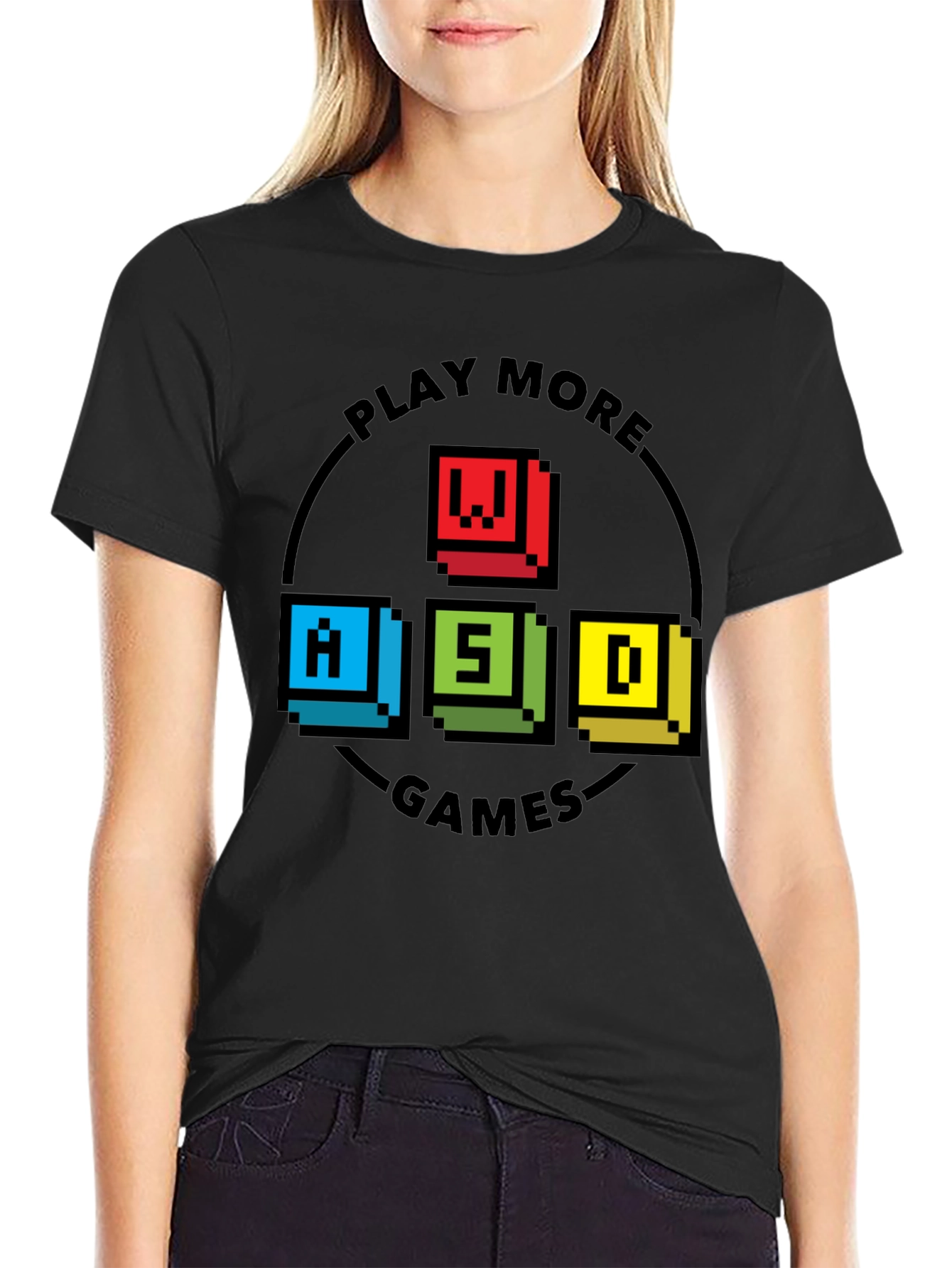 Pixelated WASD Gaming T-Shirt - Play More Games