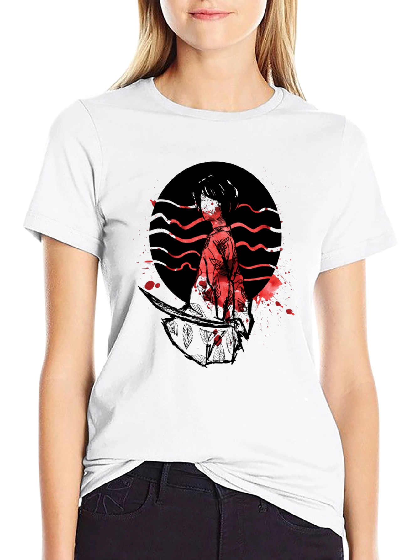 Samurai Graphic Print T-Shirt - Trendy Style