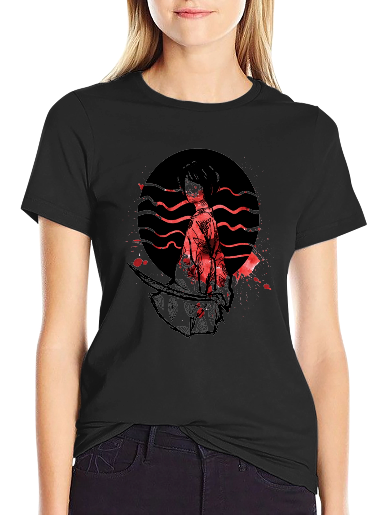 Samurai Graphic Print T-Shirt - Trendy Style