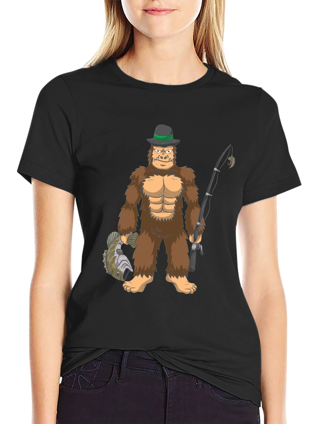 Bigfoot Fishing T-Shirt - Funny Cryptozoology Tee