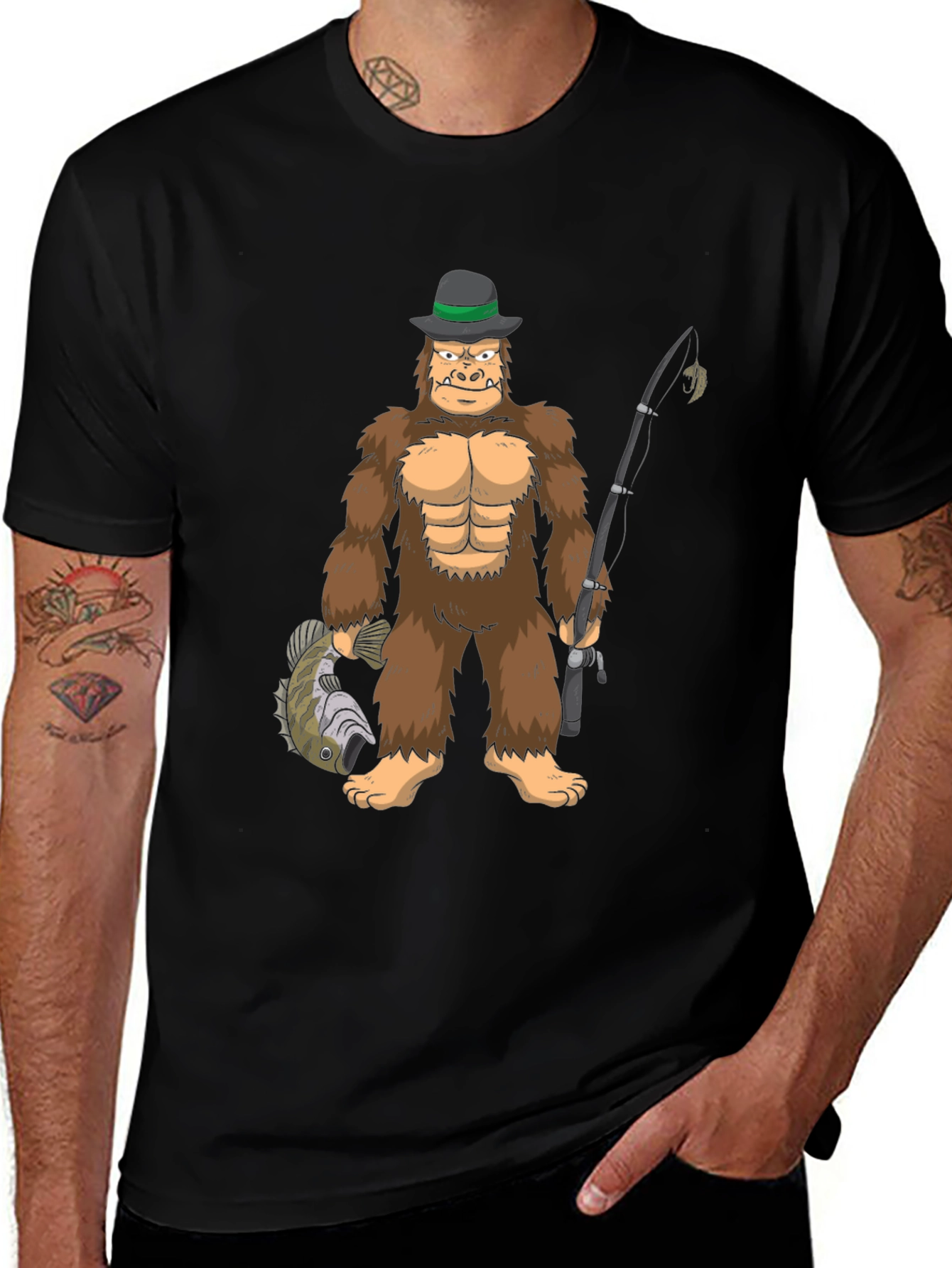 Bigfoot Fishing T-Shirt - Funny Cryptozoology Tee