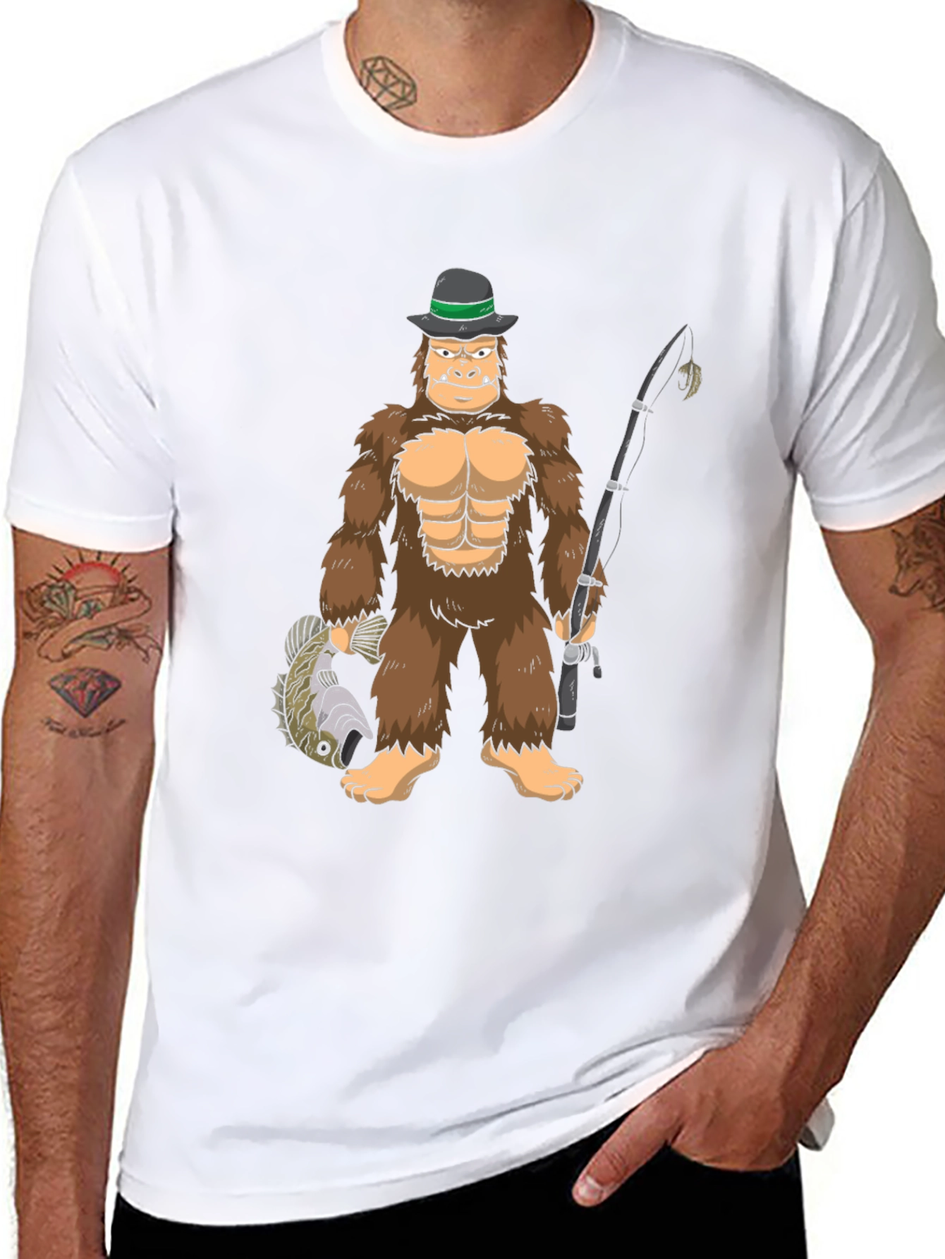 Bigfoot Fishing T-Shirt - Funny Cryptozoology Tee