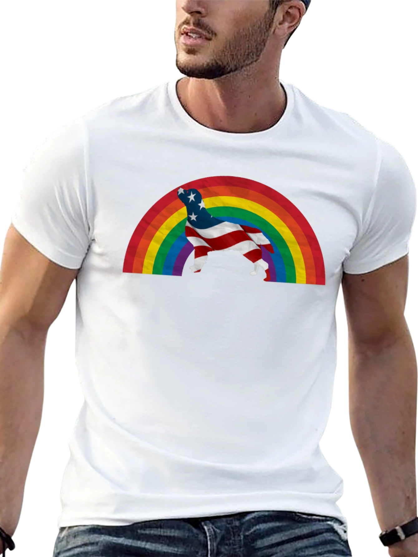 American Dog Rainbow T-Shirt
