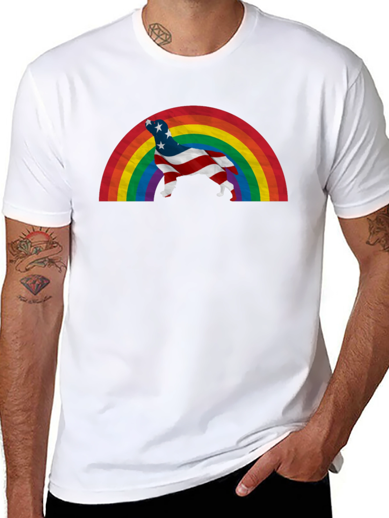 American Dog Rainbow T-Shirt