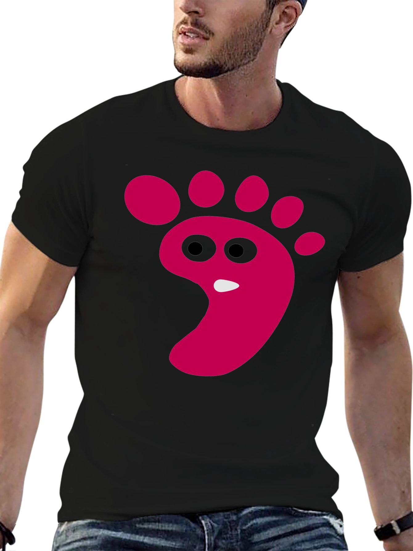 Funny Footprint Graphic T-Shirt - Black Cotton Tee