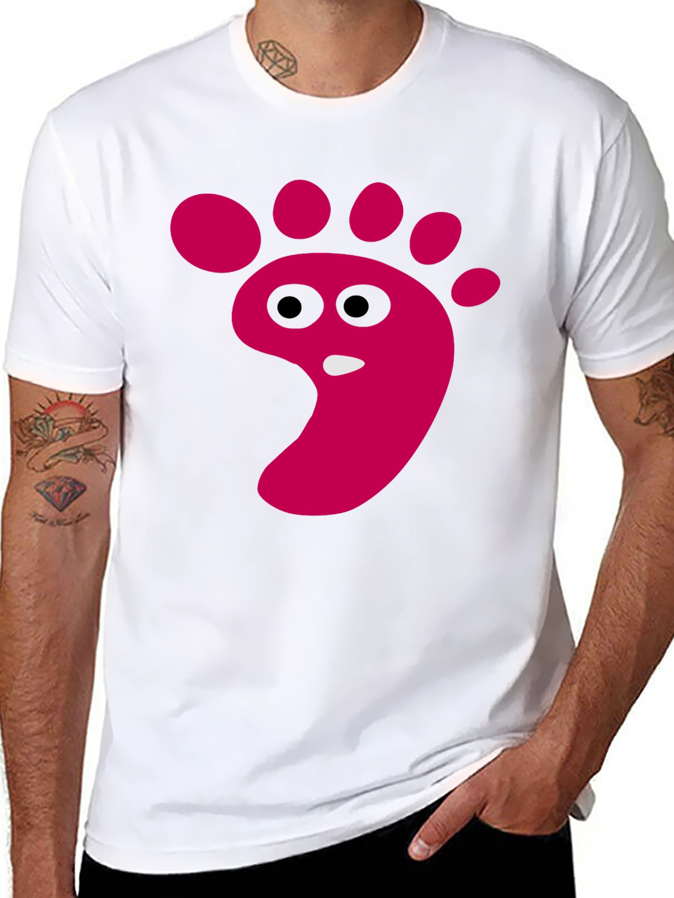 Funny Footprint Graphic T-Shirt - Black Cotton Tee