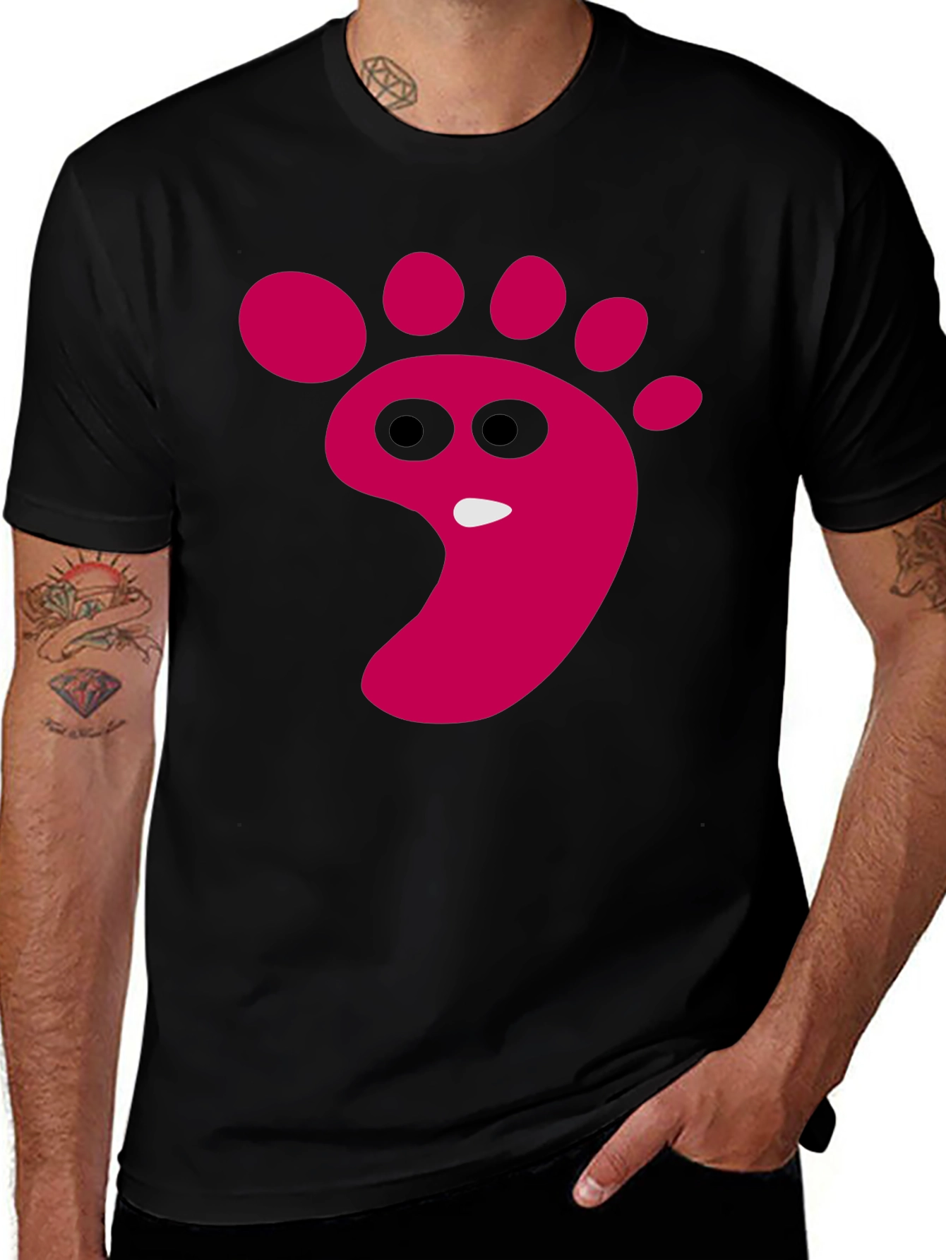 Funny Footprint Graphic T-Shirt - Black Cotton Tee