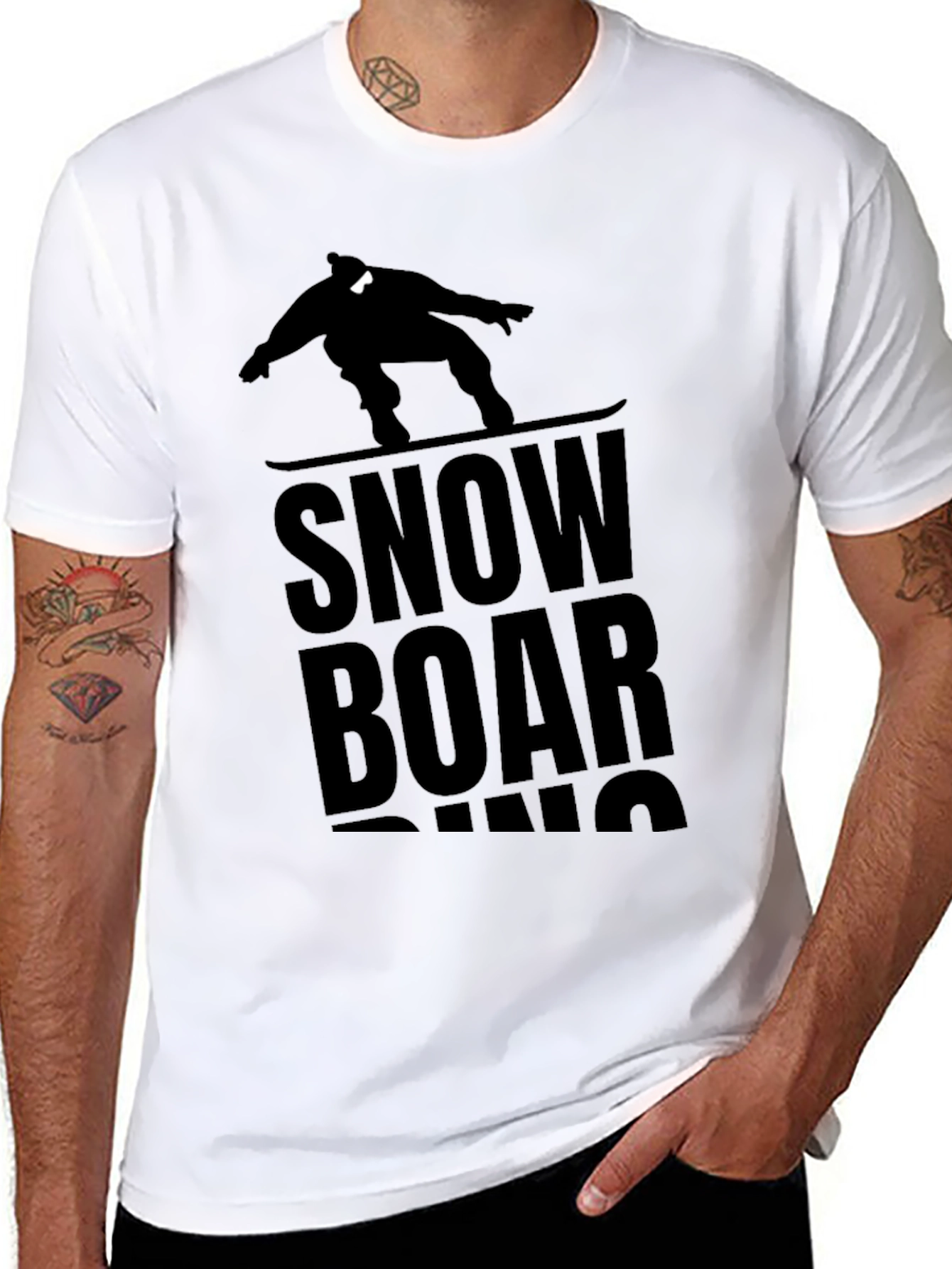 Snowboarding Graphic T-Shirt - Black