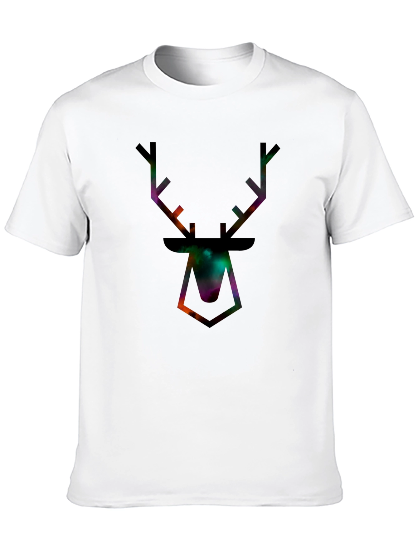 Galaxy Deer Head Graphic Tee - Mens Black T-Shirt