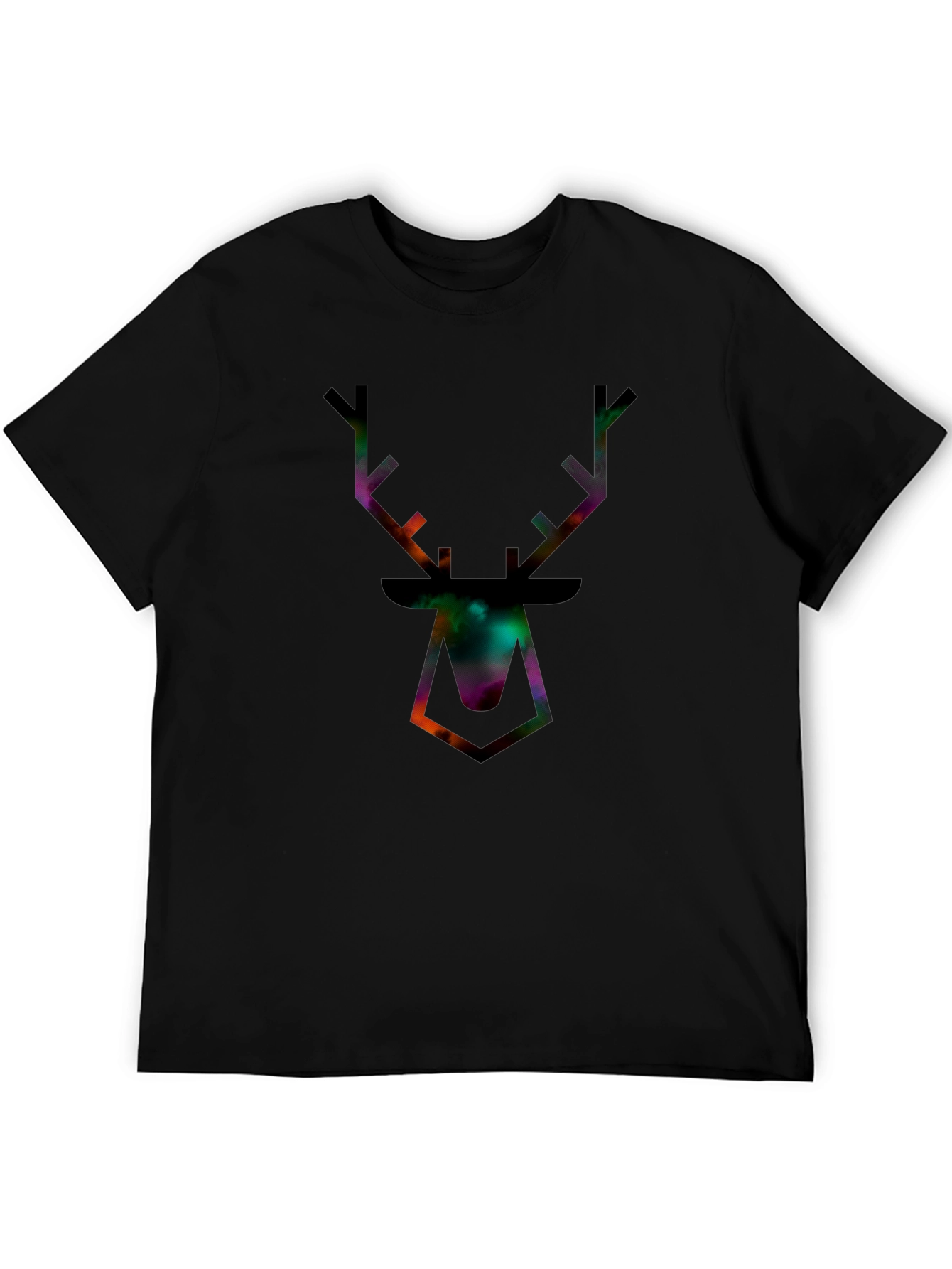 Galaxy Deer Head Graphic Tee - Mens Black T-Shirt