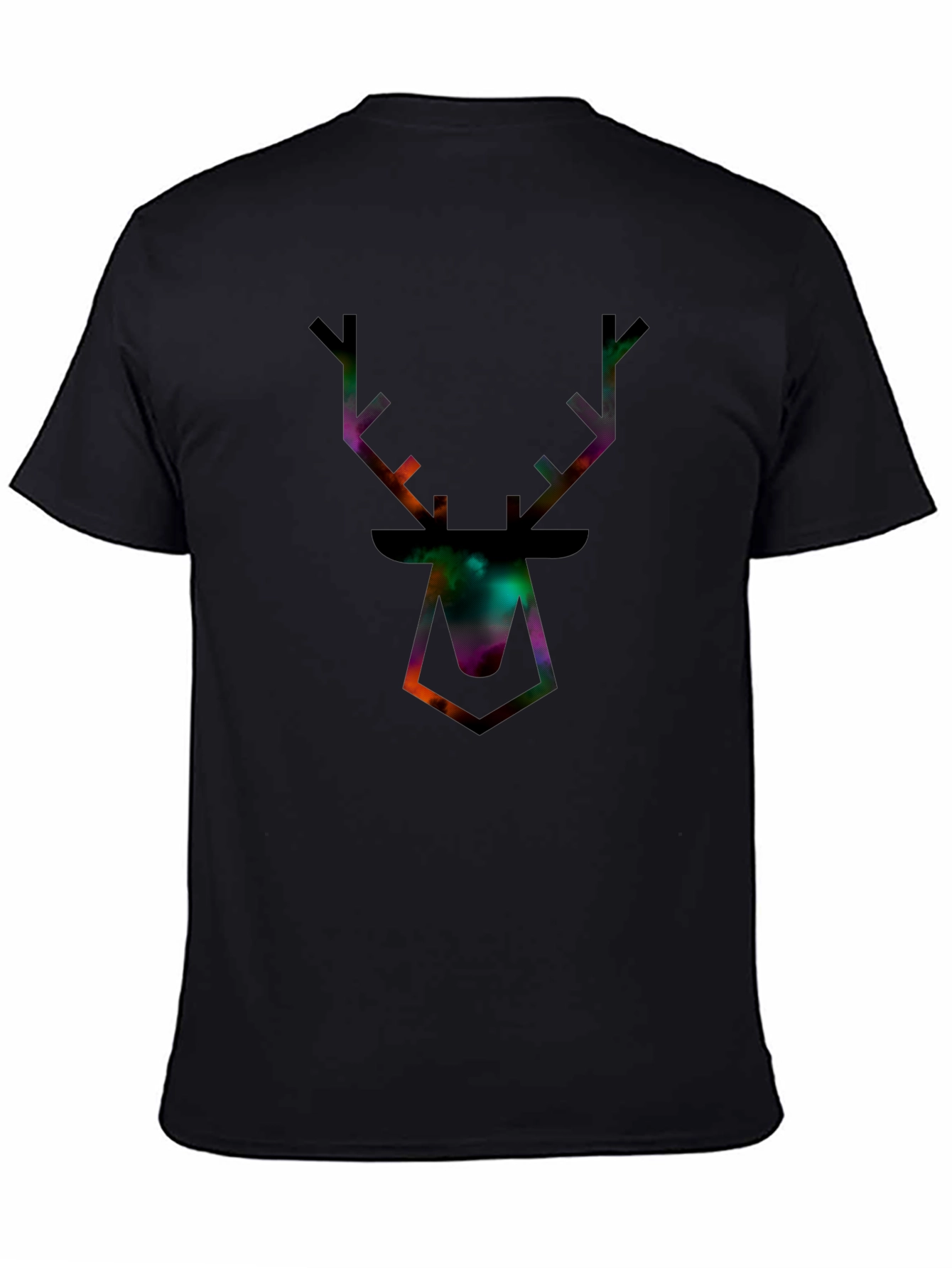 Galaxy Deer Head Graphic Tee - Mens Black T-Shirt