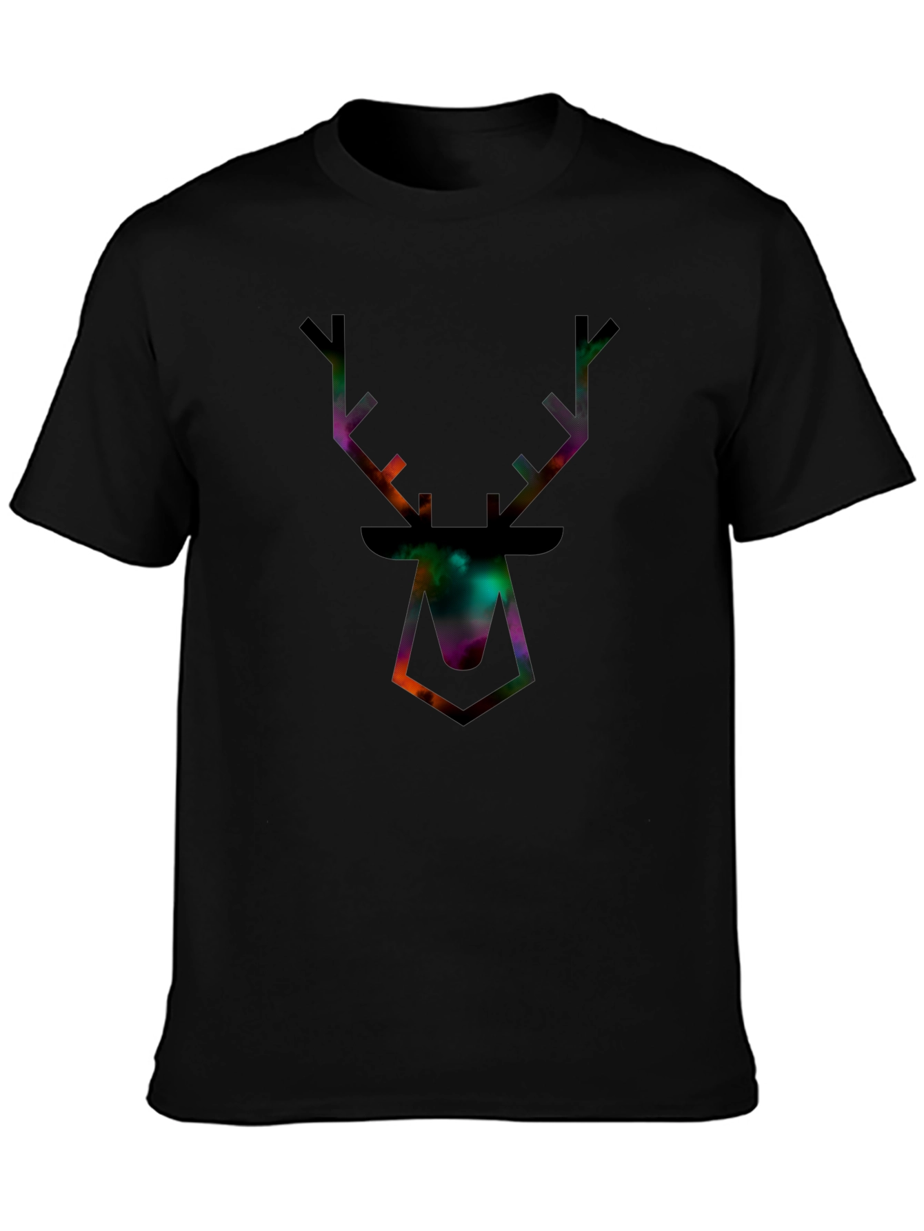Galaxy Deer Head Graphic Tee - Mens Black T-Shirt