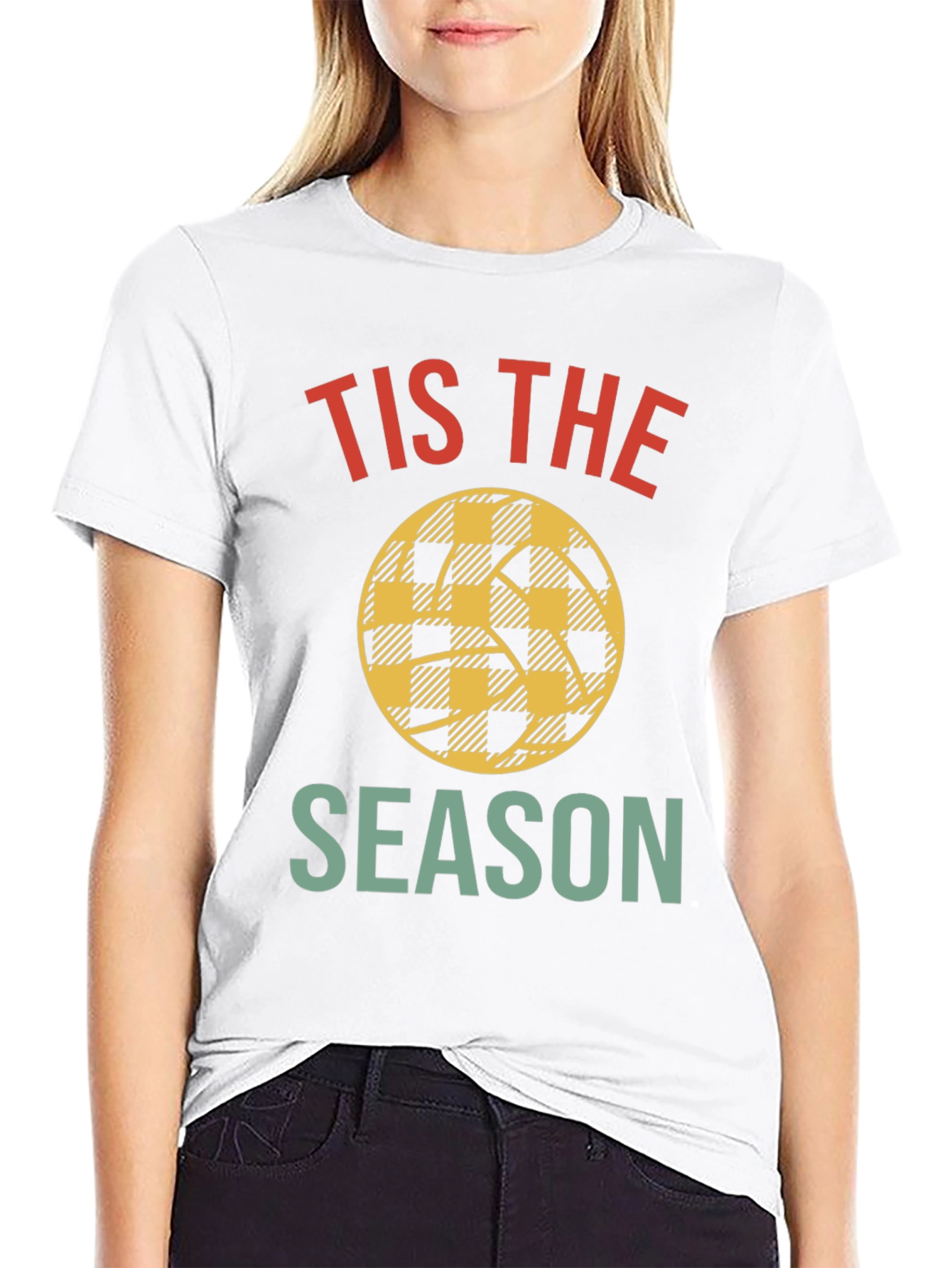 Tis The Season Basketball Plaid Tee