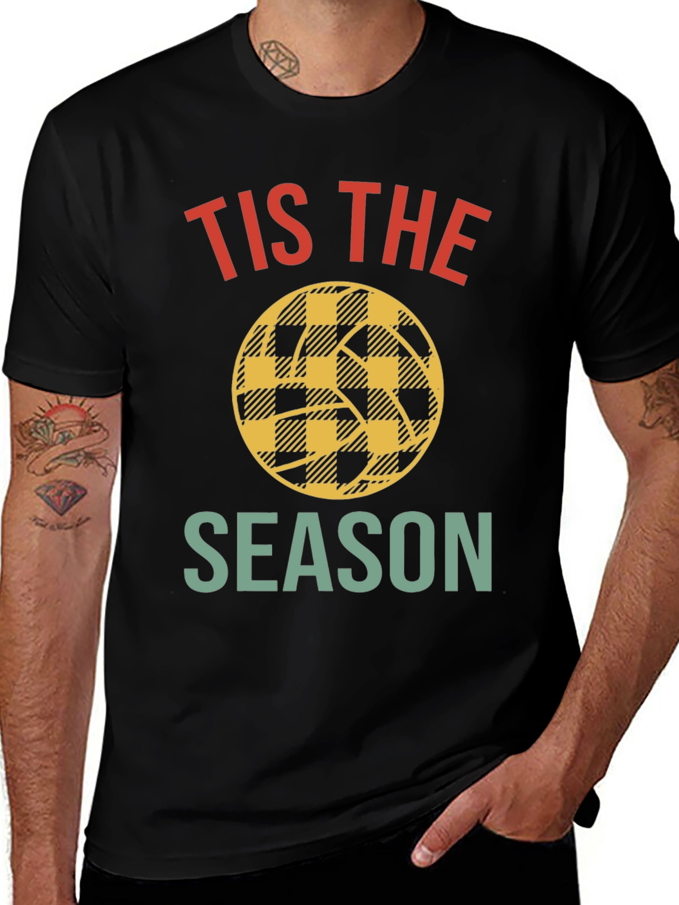 Tis The Season Basketball Plaid Tee