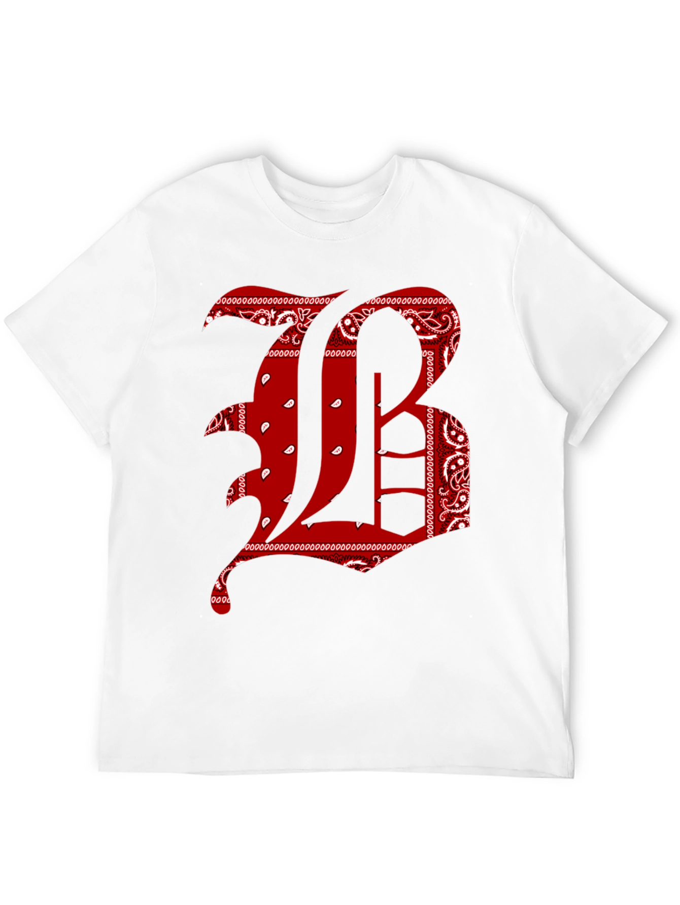 Bandana Print Letter T-Shirt - Black