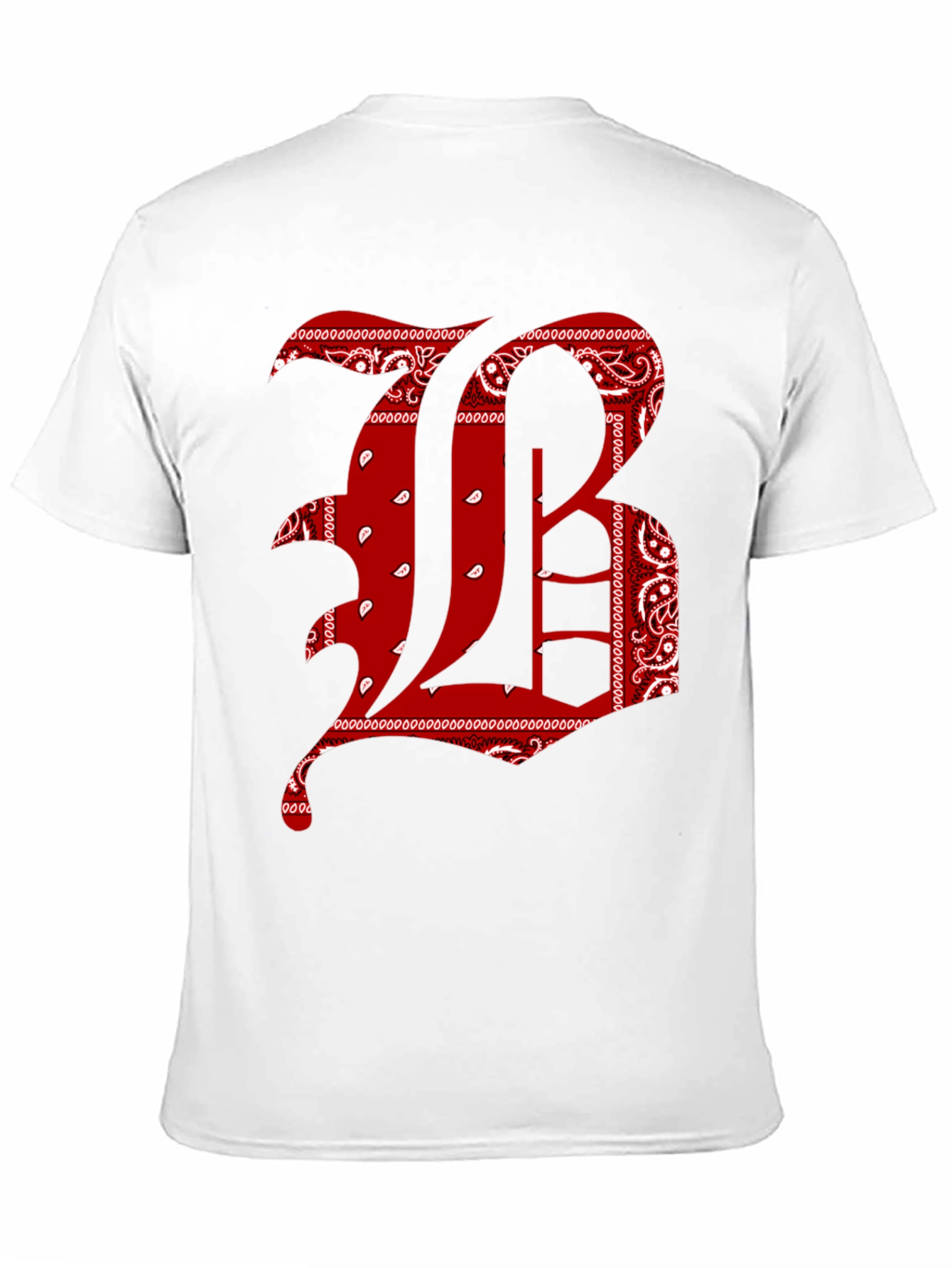 Bandana Print Letter T-Shirt - Black