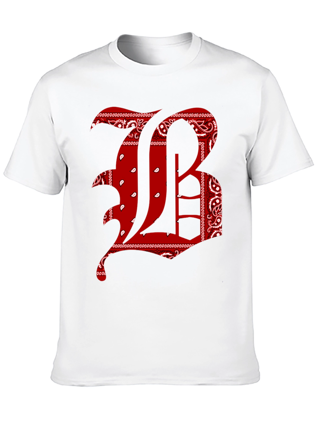Bandana Print Letter T-Shirt - Black