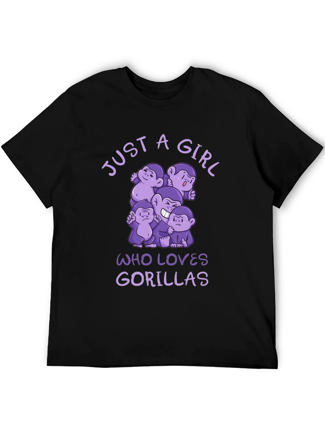 Just A Girl Who Loves Gorillas Black T-Shirt