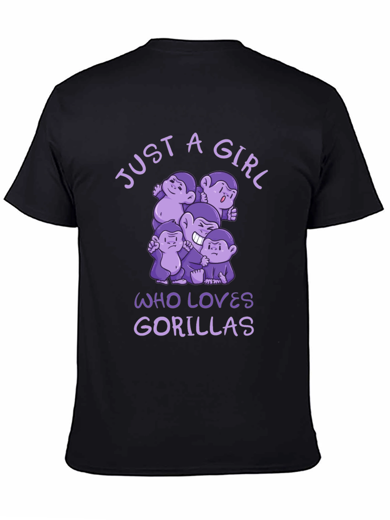 Just A Girl Who Loves Gorillas Black T-Shirt