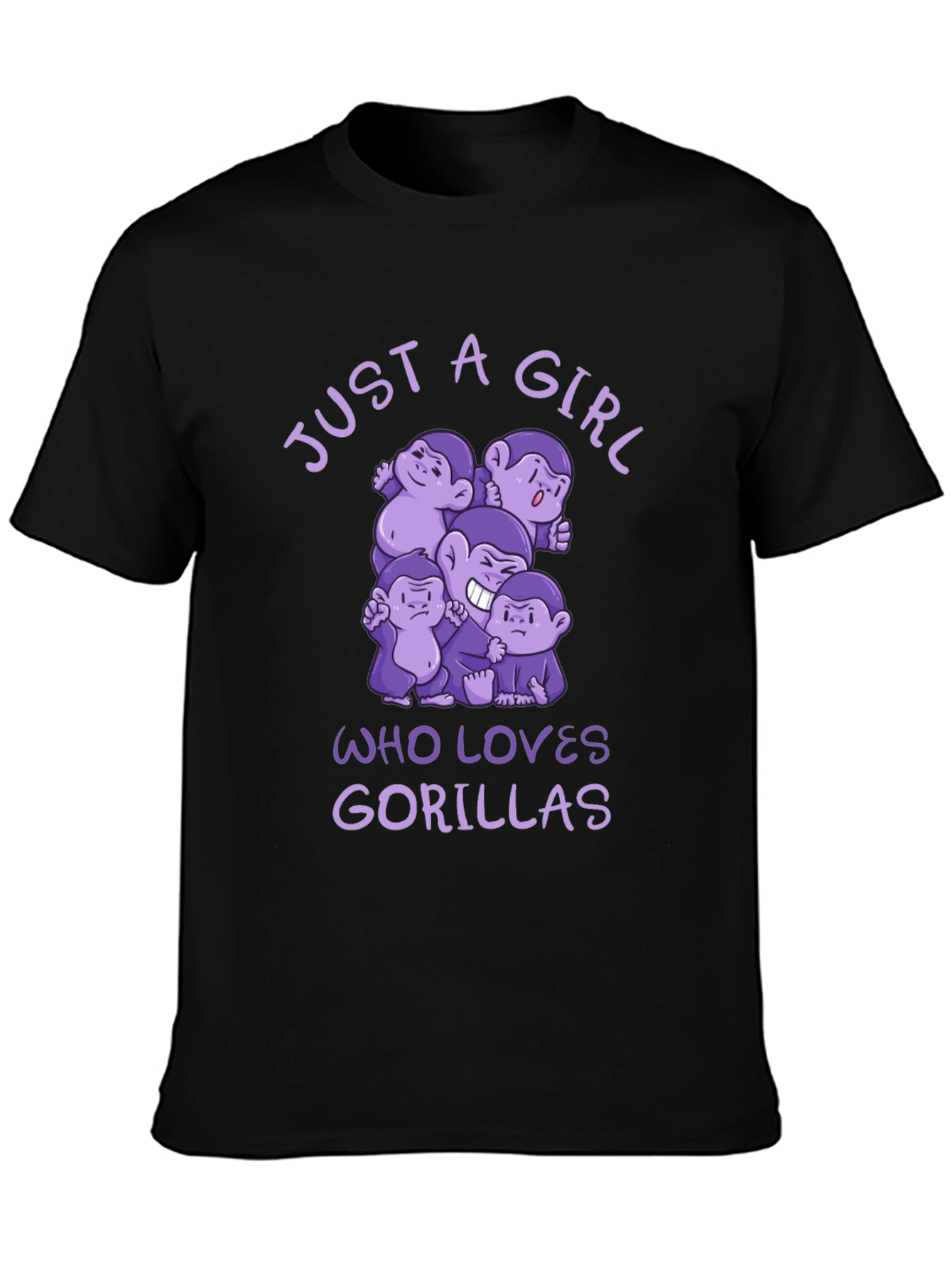 Just A Girl Who Loves Gorillas Black T-Shirt