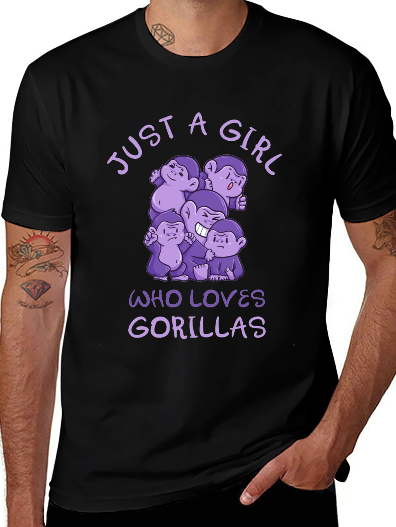 Just A Girl Who Loves Gorillas Black T-Shirt