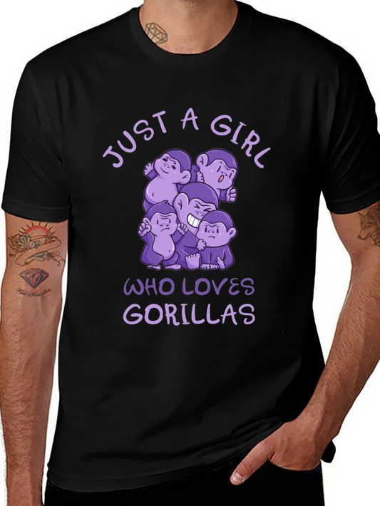 Just A Girl Who Loves Gorillas Black T-Shirt