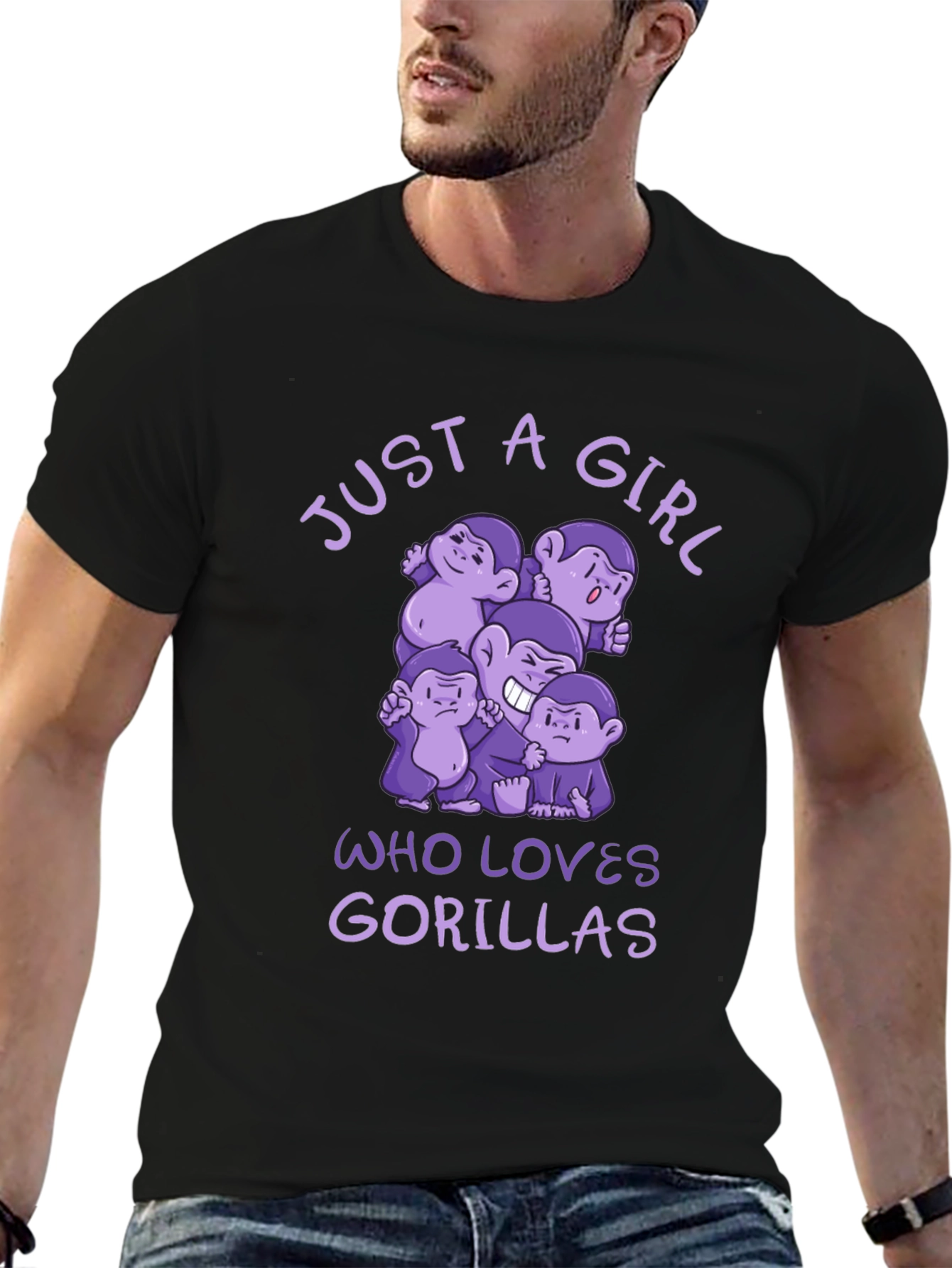 Just A Girl Who Loves Gorillas Black T-Shirt