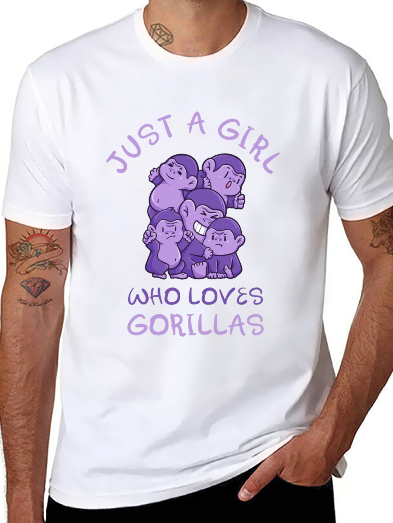 Just A Girl Who Loves Gorillas Black T-Shirt
