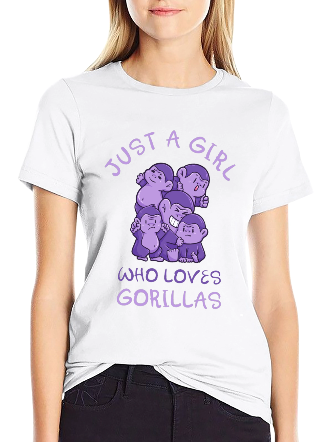Just A Girl Who Loves Gorillas Black T-Shirt