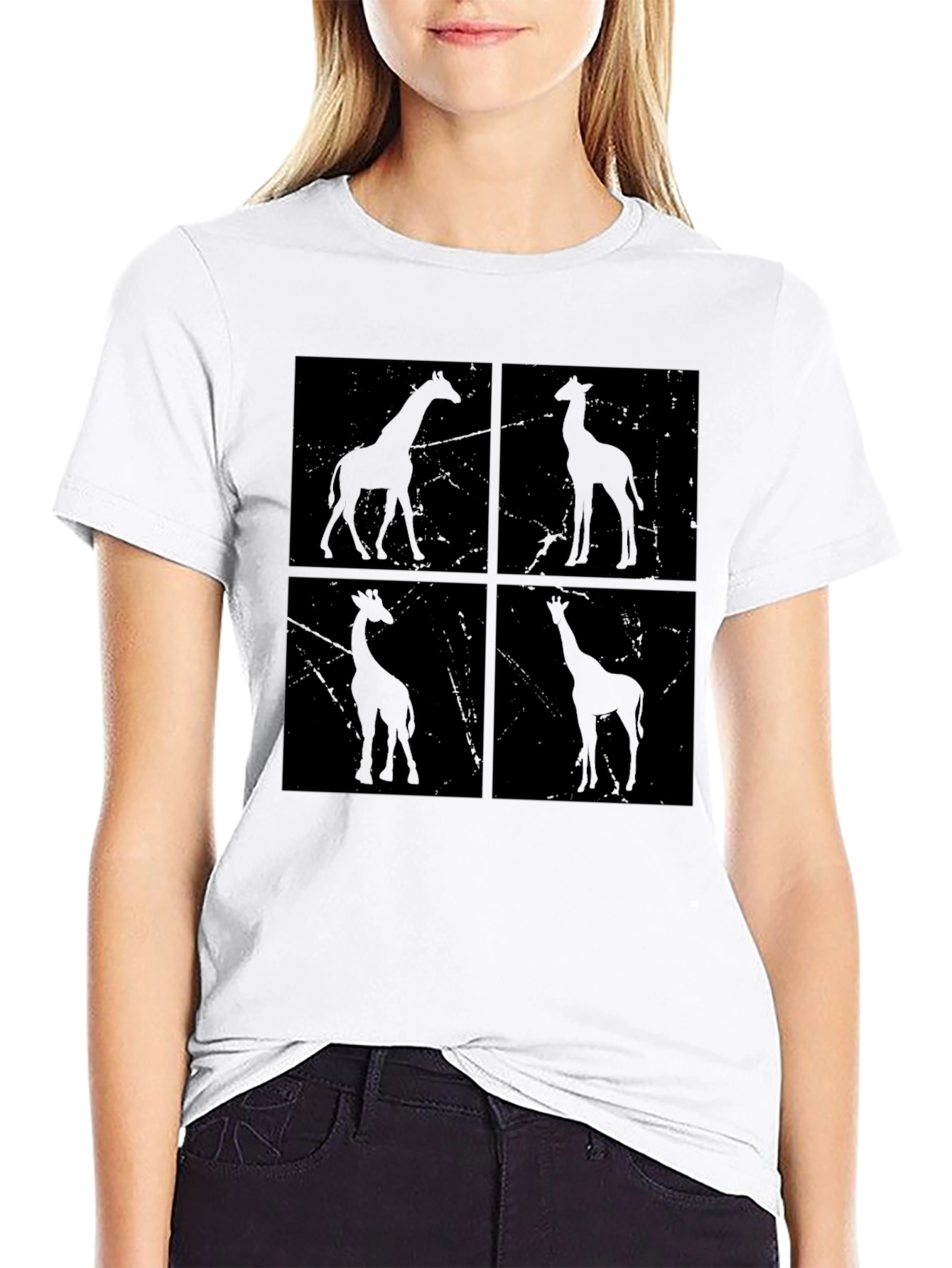Giraffe Silhouette T-Shirt - Unisex Black Graphic Tee