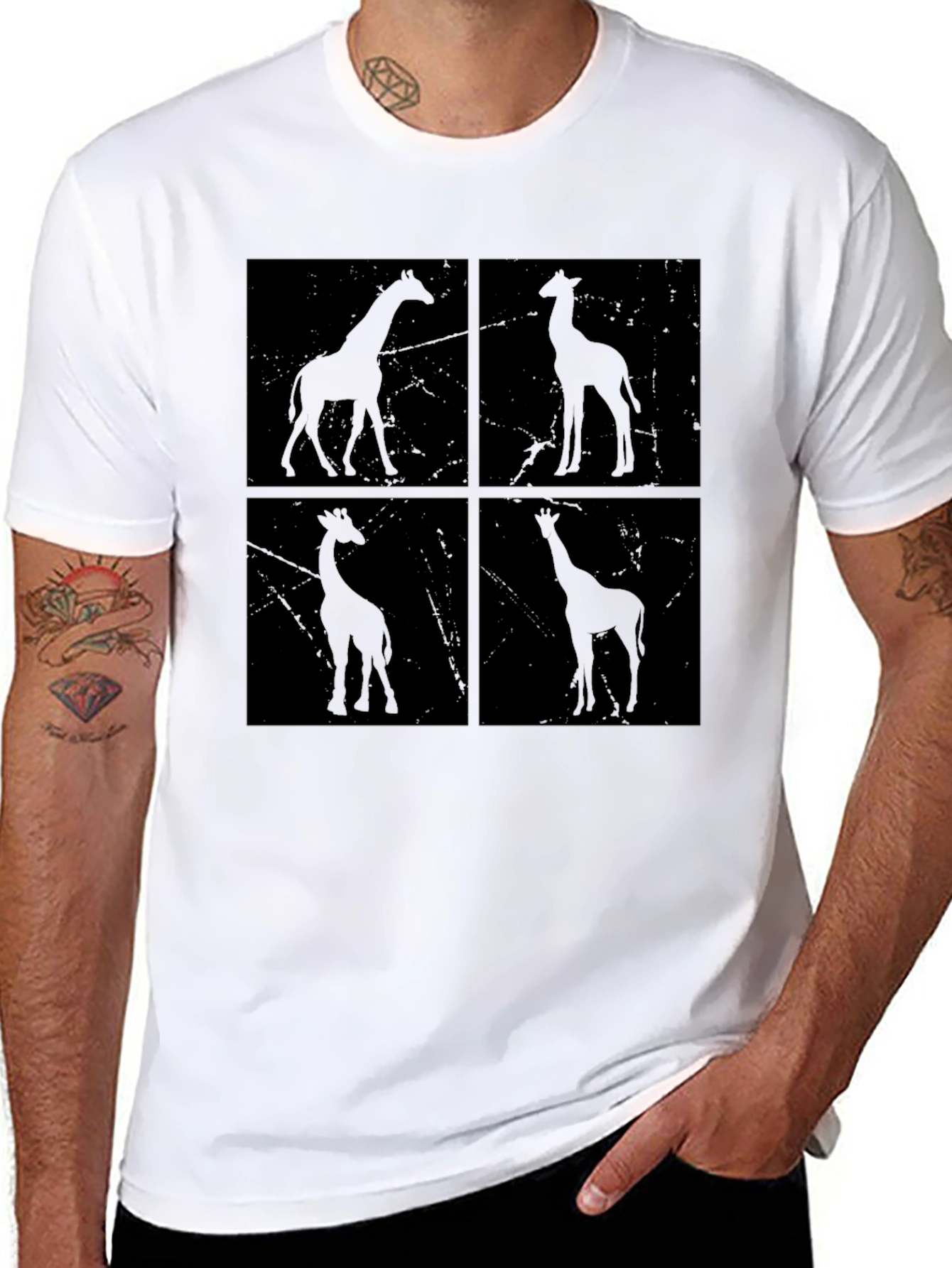 Giraffe Silhouette T-Shirt - Unisex Black Graphic Tee
