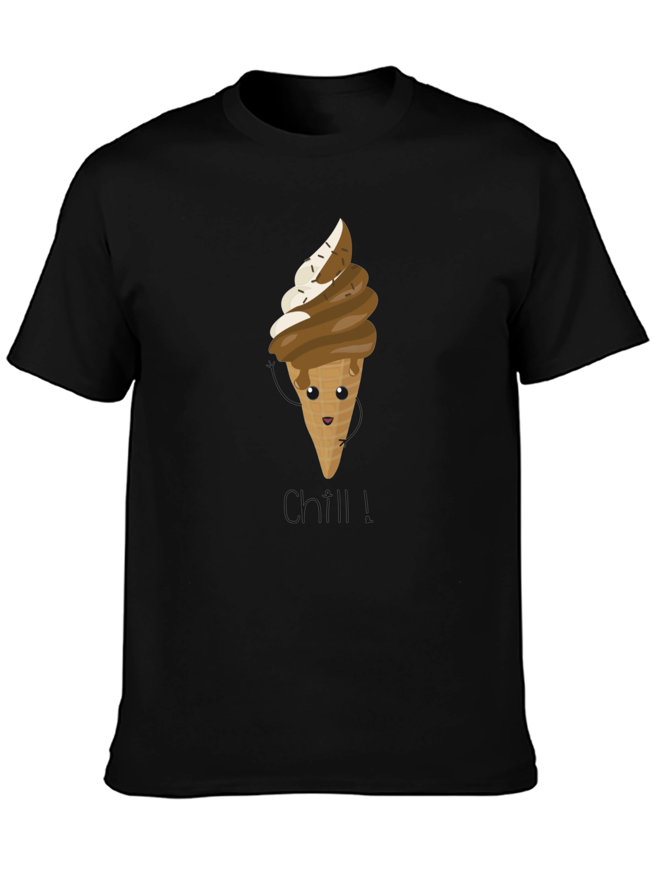 Cute Ice Cream Cone Graphic Tee - Black