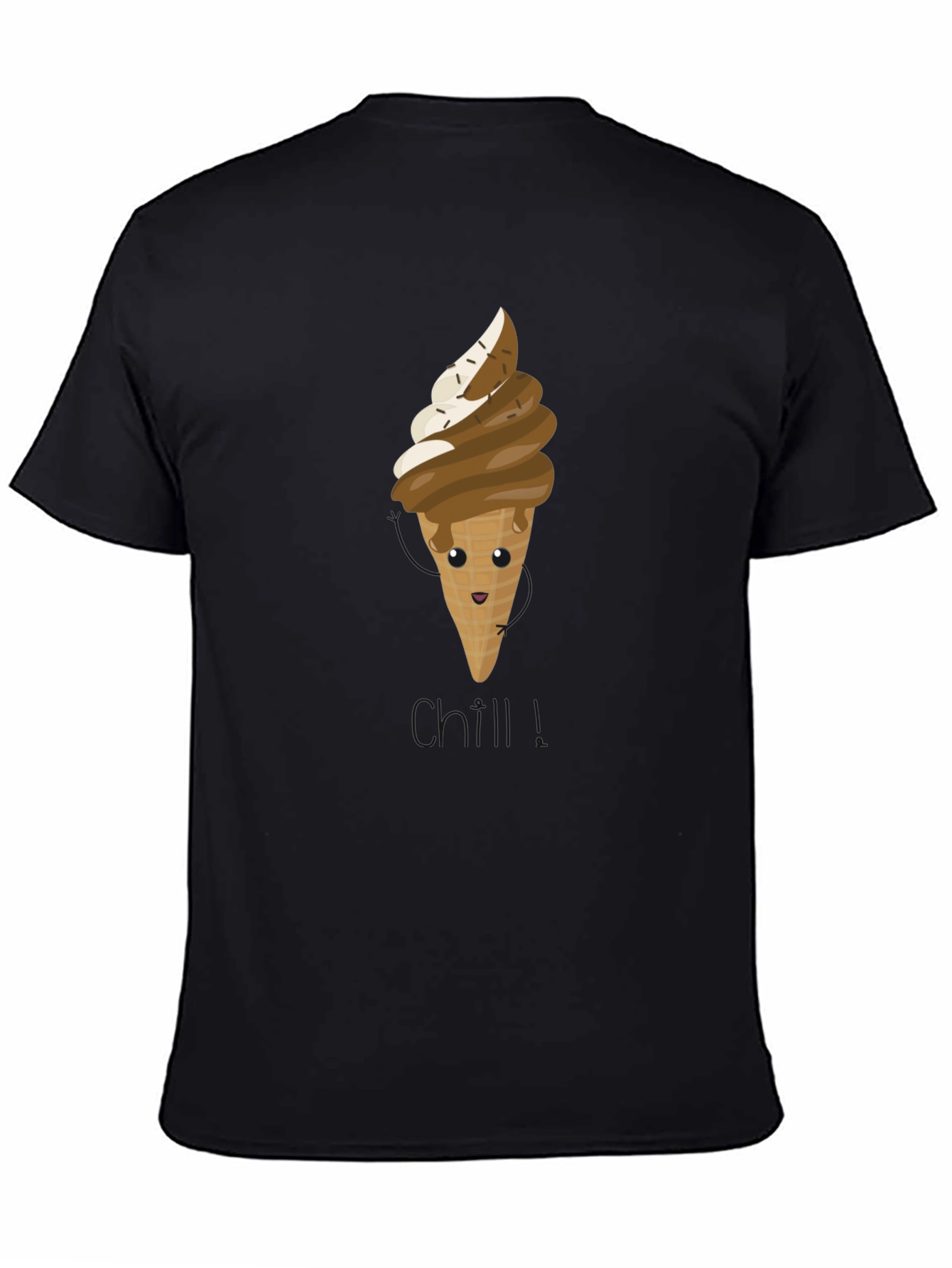 Cute Ice Cream Cone Graphic Tee - Black