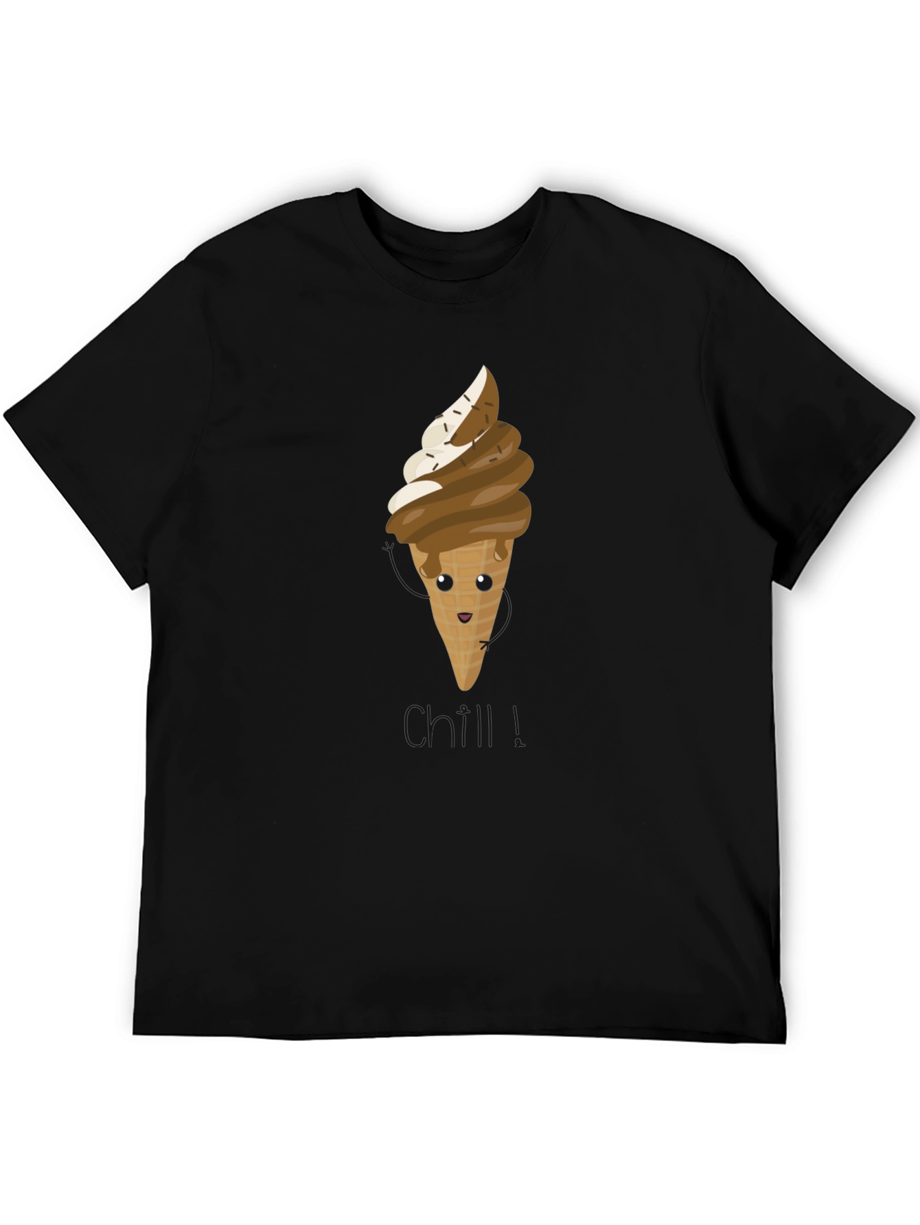 Cute Ice Cream Cone Graphic Tee - Black