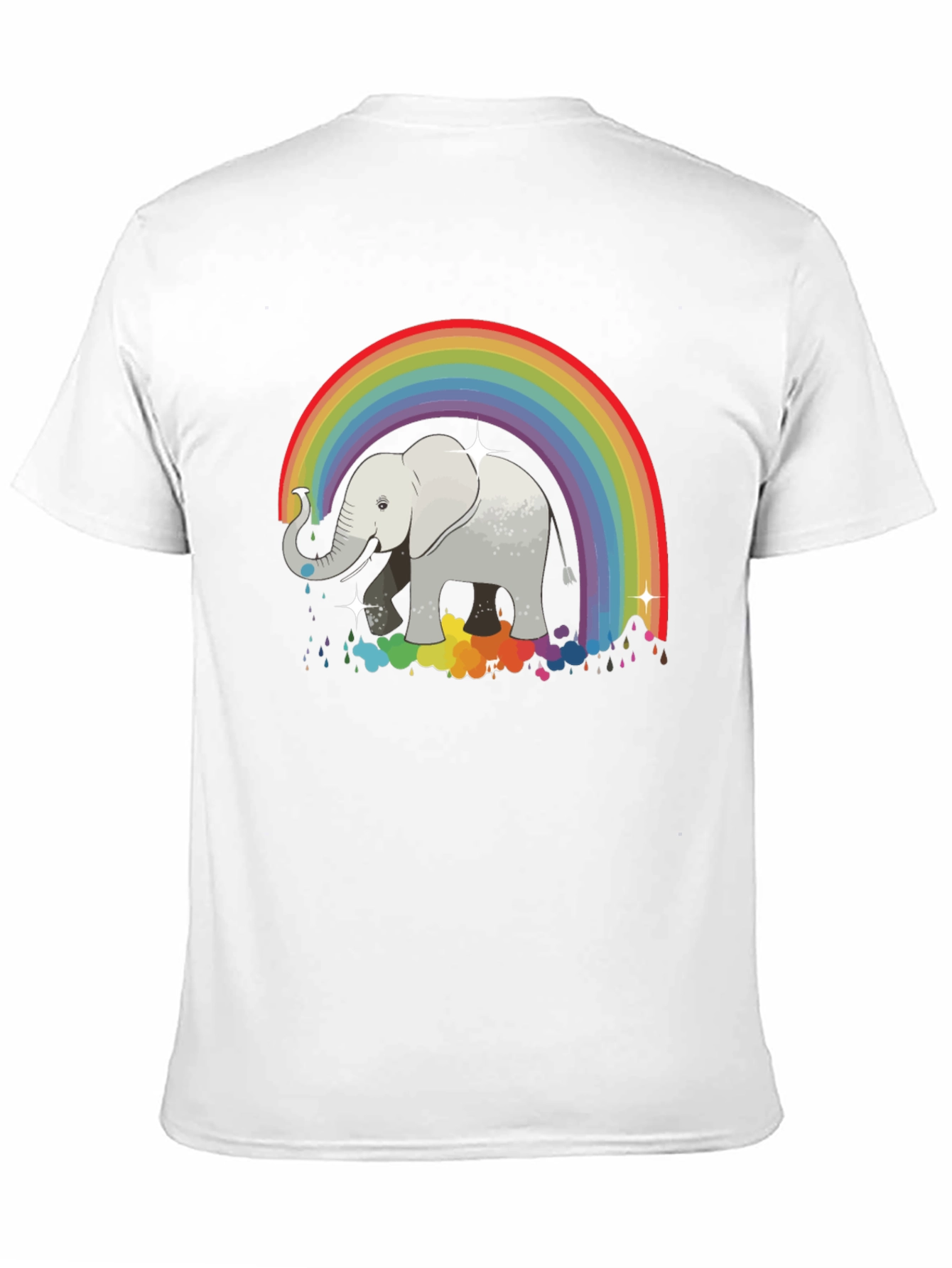 Rainbow Elephant Graphic Tee - Black Cotton Comfort