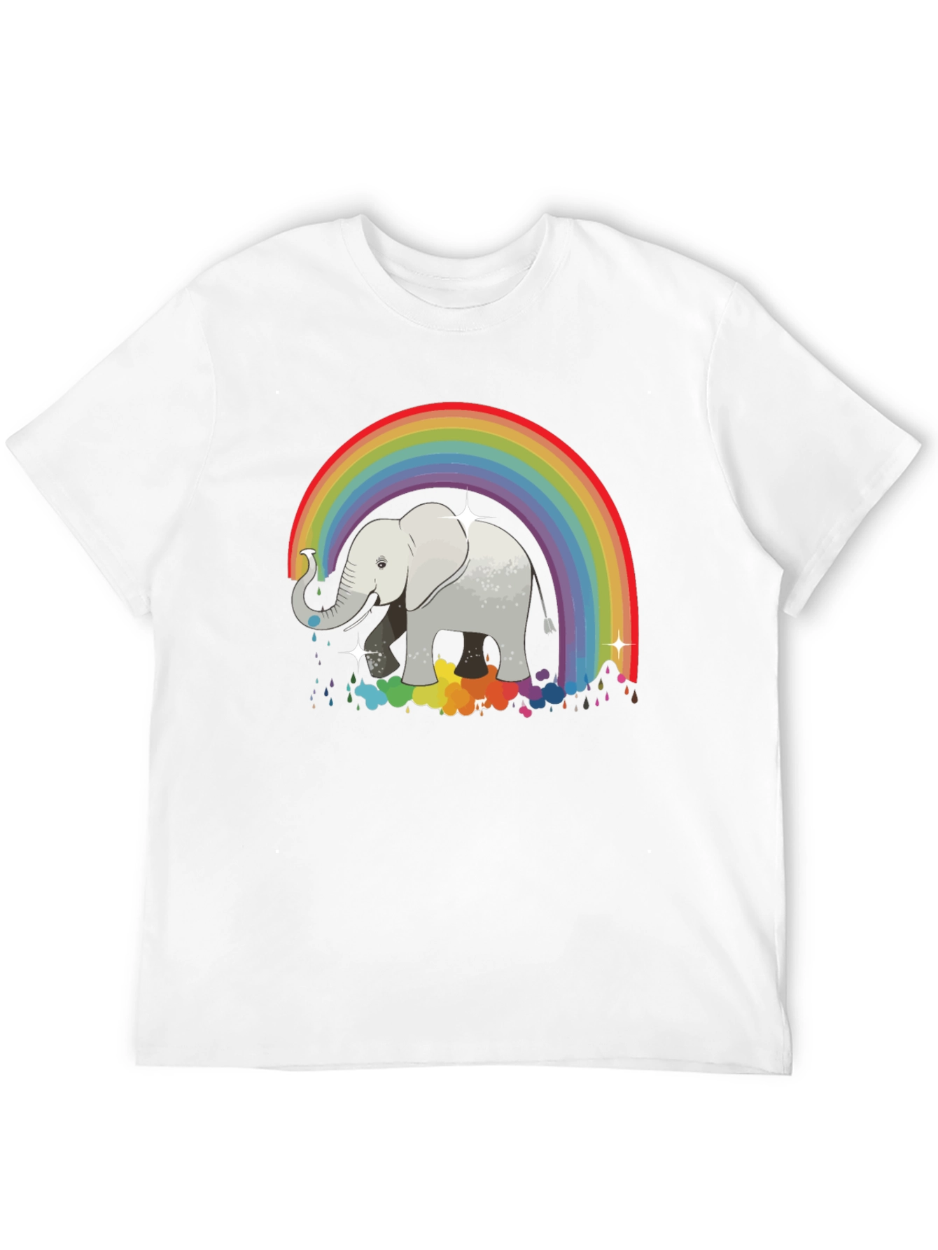 Rainbow Elephant Graphic Tee - Black Cotton Comfort