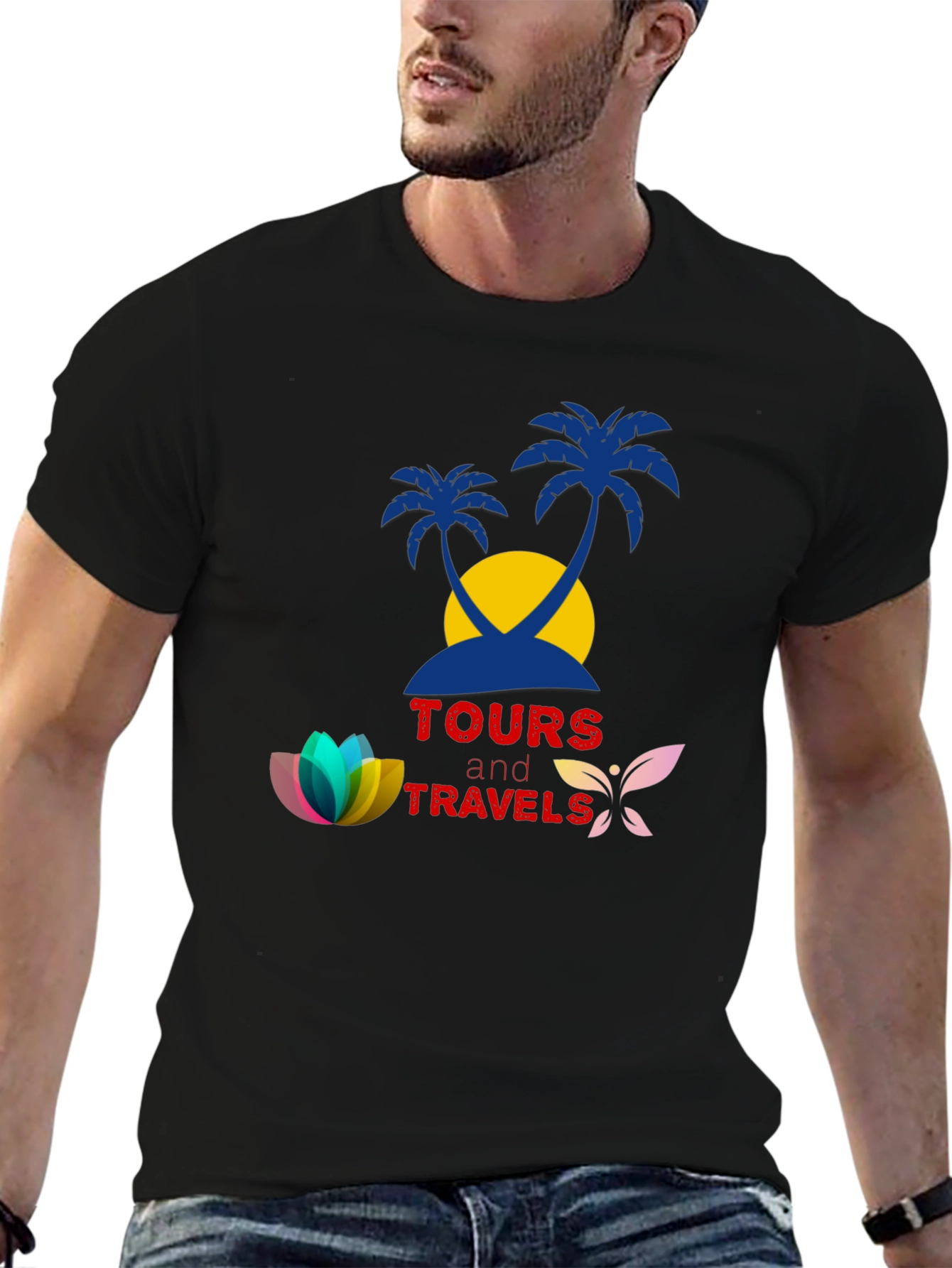 Tours and Travels Black Graphic Tee