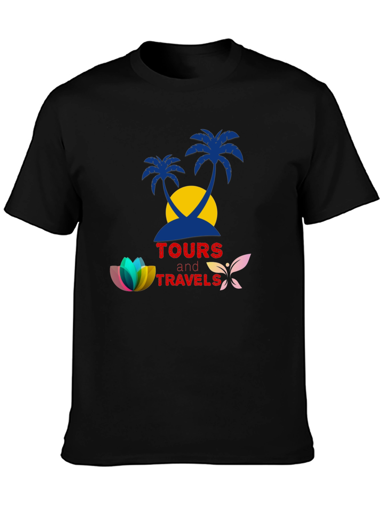 Tours and Travels Black Graphic Tee