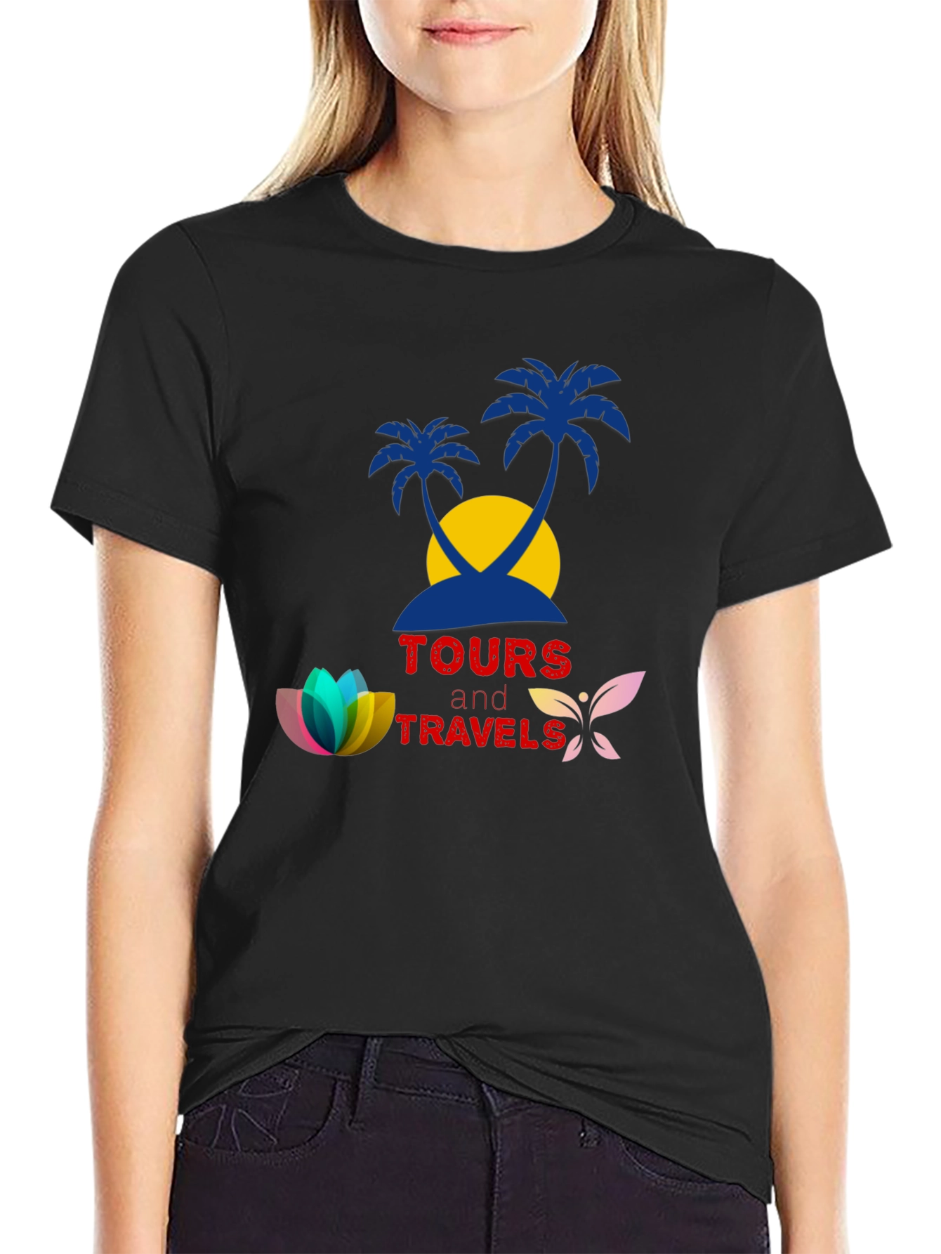 Tours and Travels Black Graphic Tee