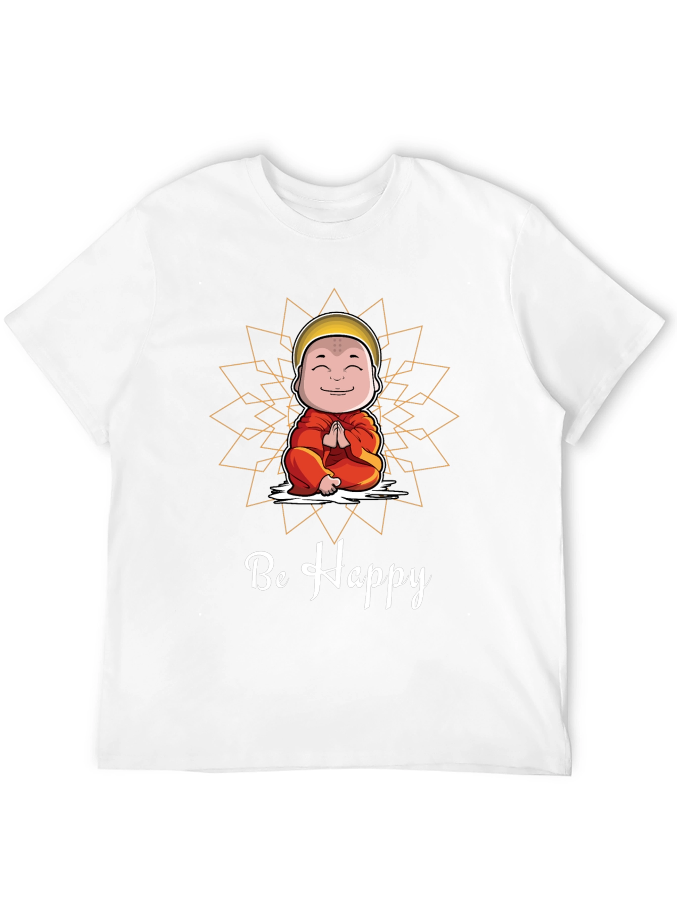Be Happy Monk Graphic Tee -  Unisex Black T-Shirt